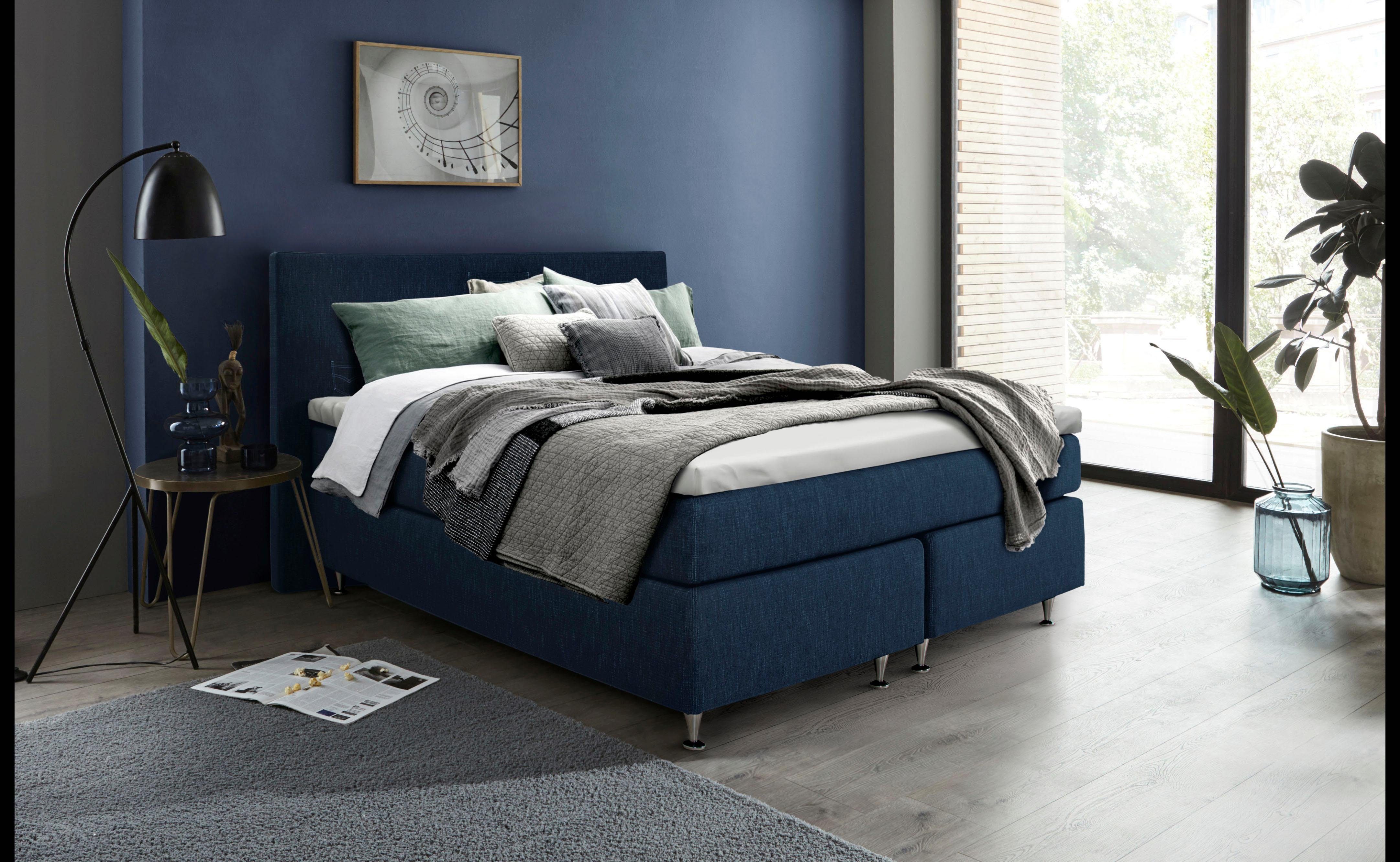 INOSIGN Boxspring Zahara incl. topmatras, bijzondere highlight: opgestikte jeanszakken - look