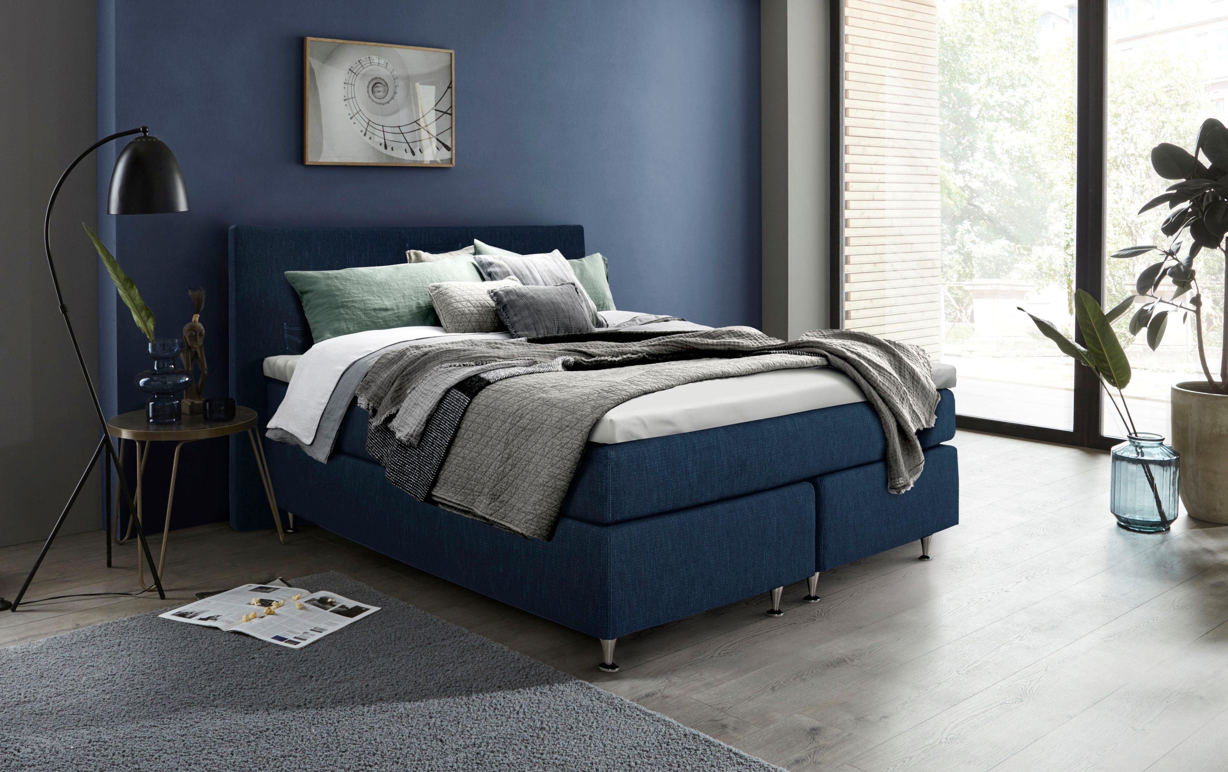 INOSIGN Boxspring Zahara incl. topmatras, bijzondere highlight: opgestikte jeanszakken - look