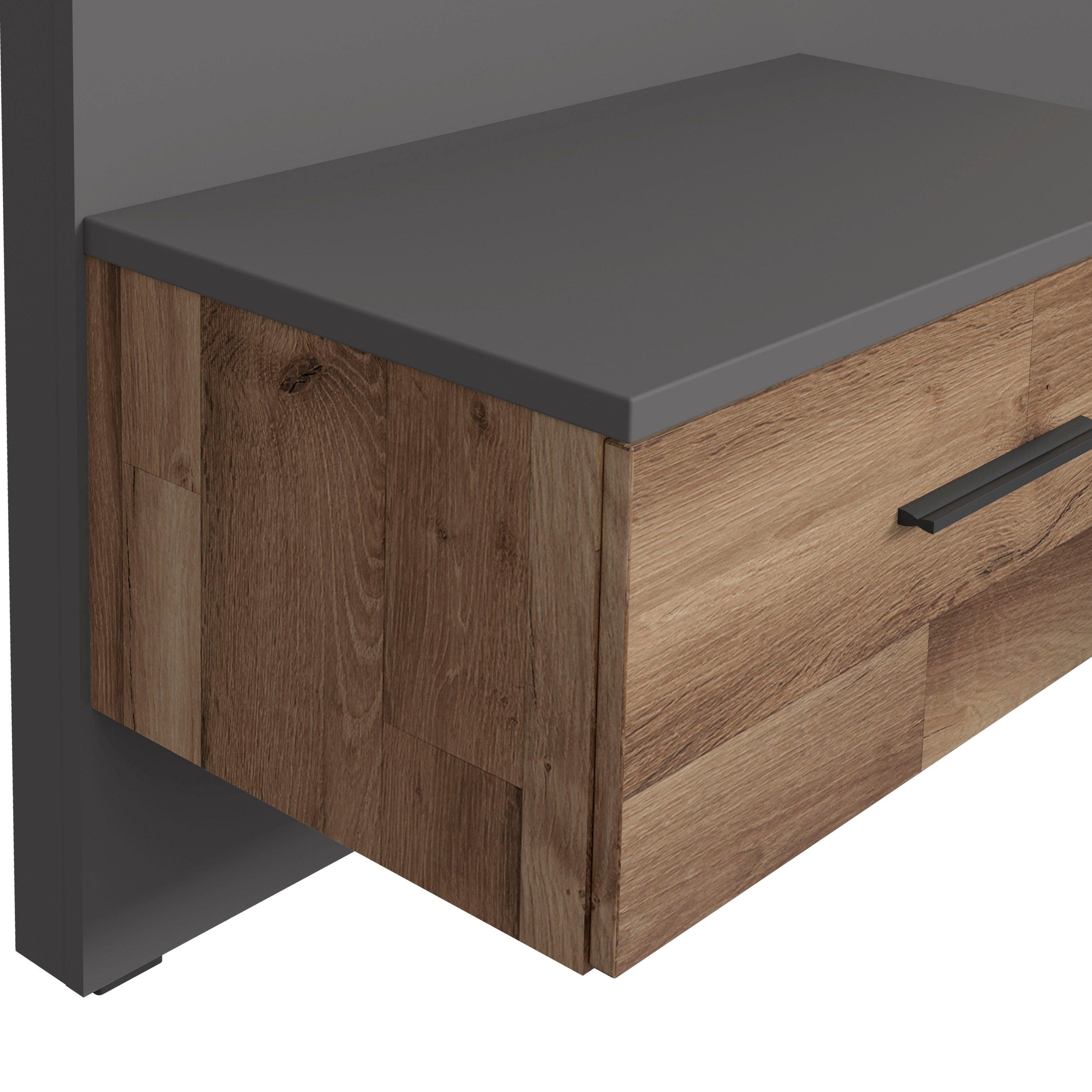 FORTE Ledikant Sirius Black met ledverlichting en bekleed hoofdbord (3-delig)