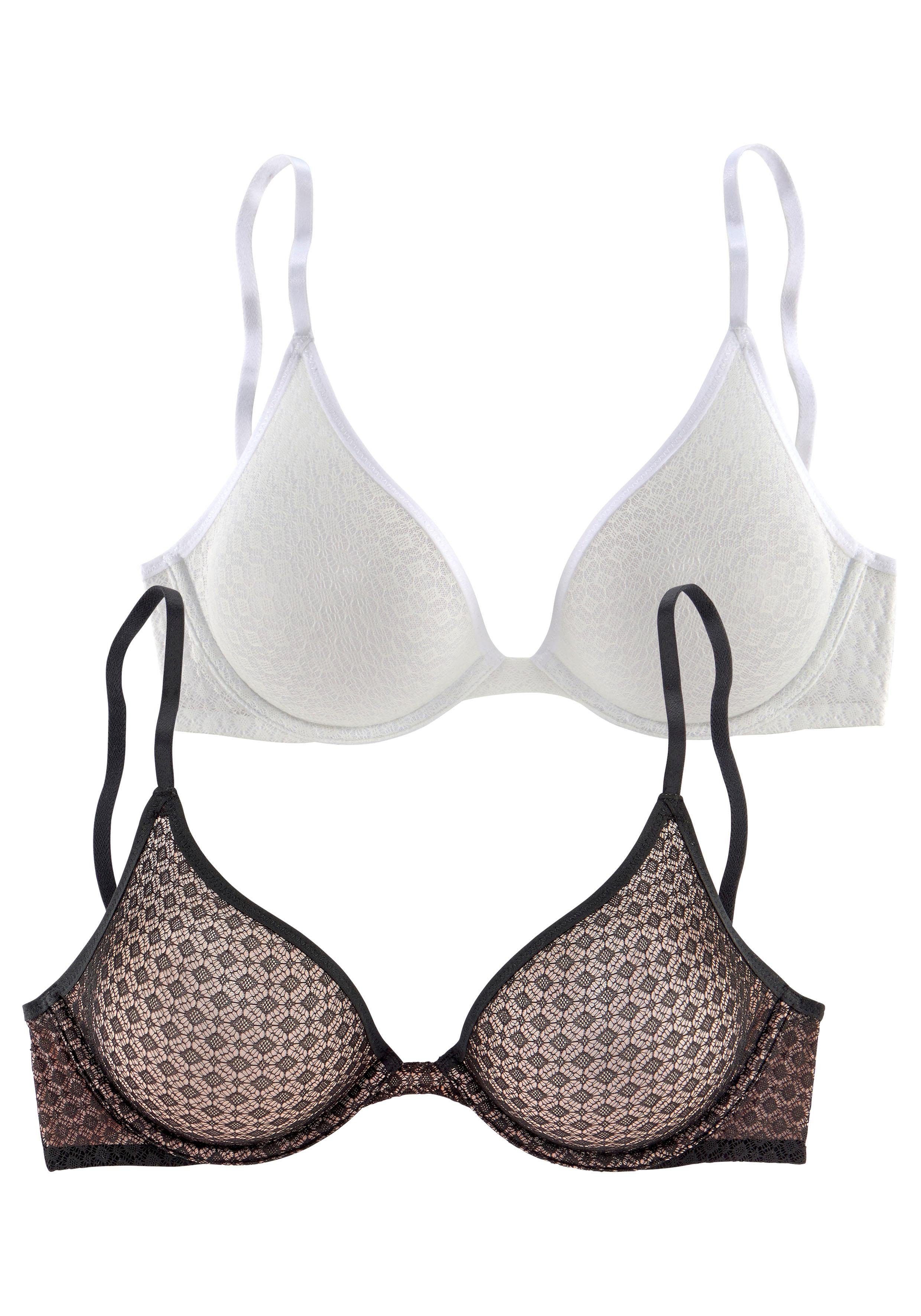 Petite fleur T-shirt-bh met beugel van transparant materiaal, dessous (Set van 2)