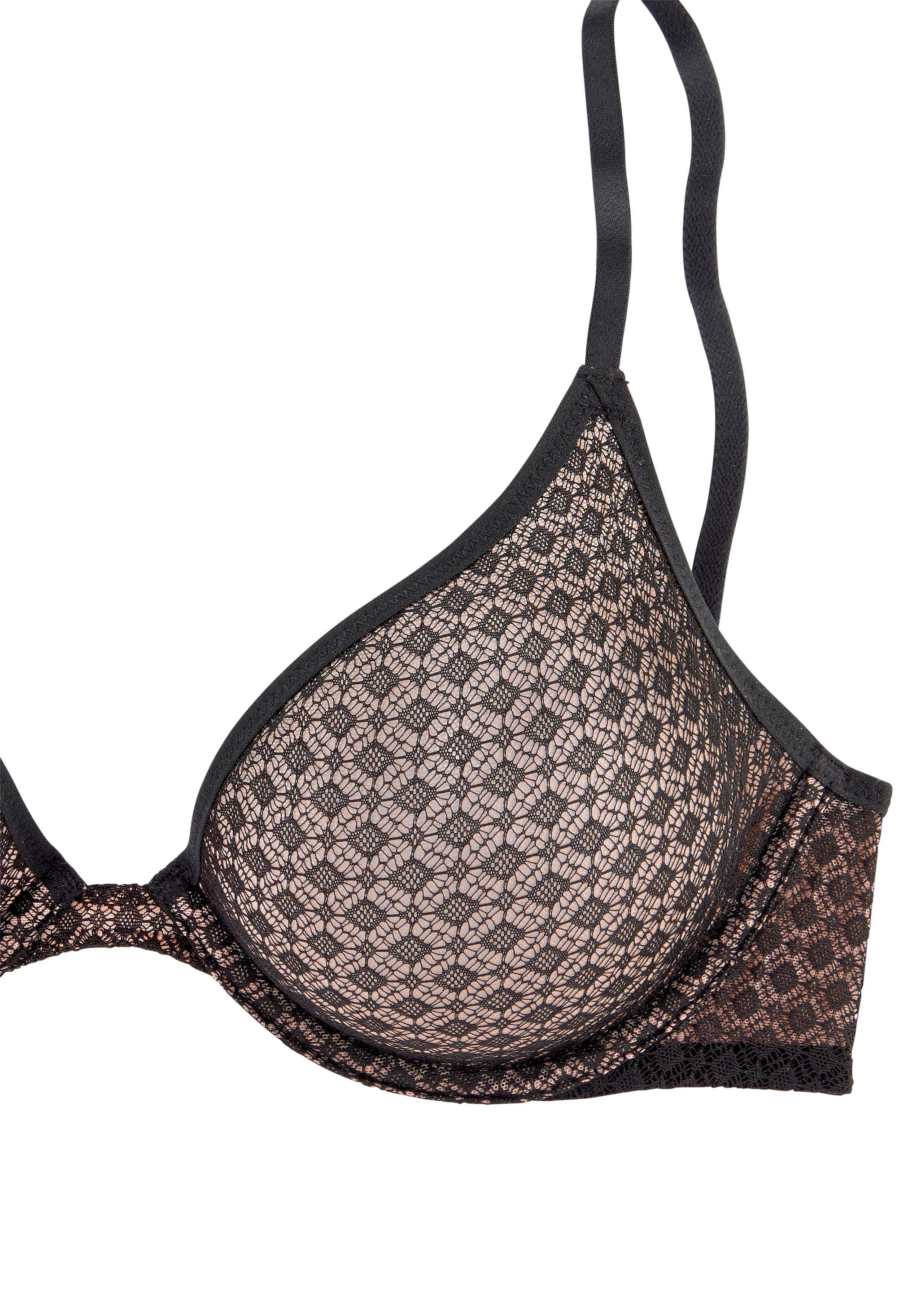 Petite fleur T-shirt-bh met beugel van transparant materiaal, dessous (Set van 2)