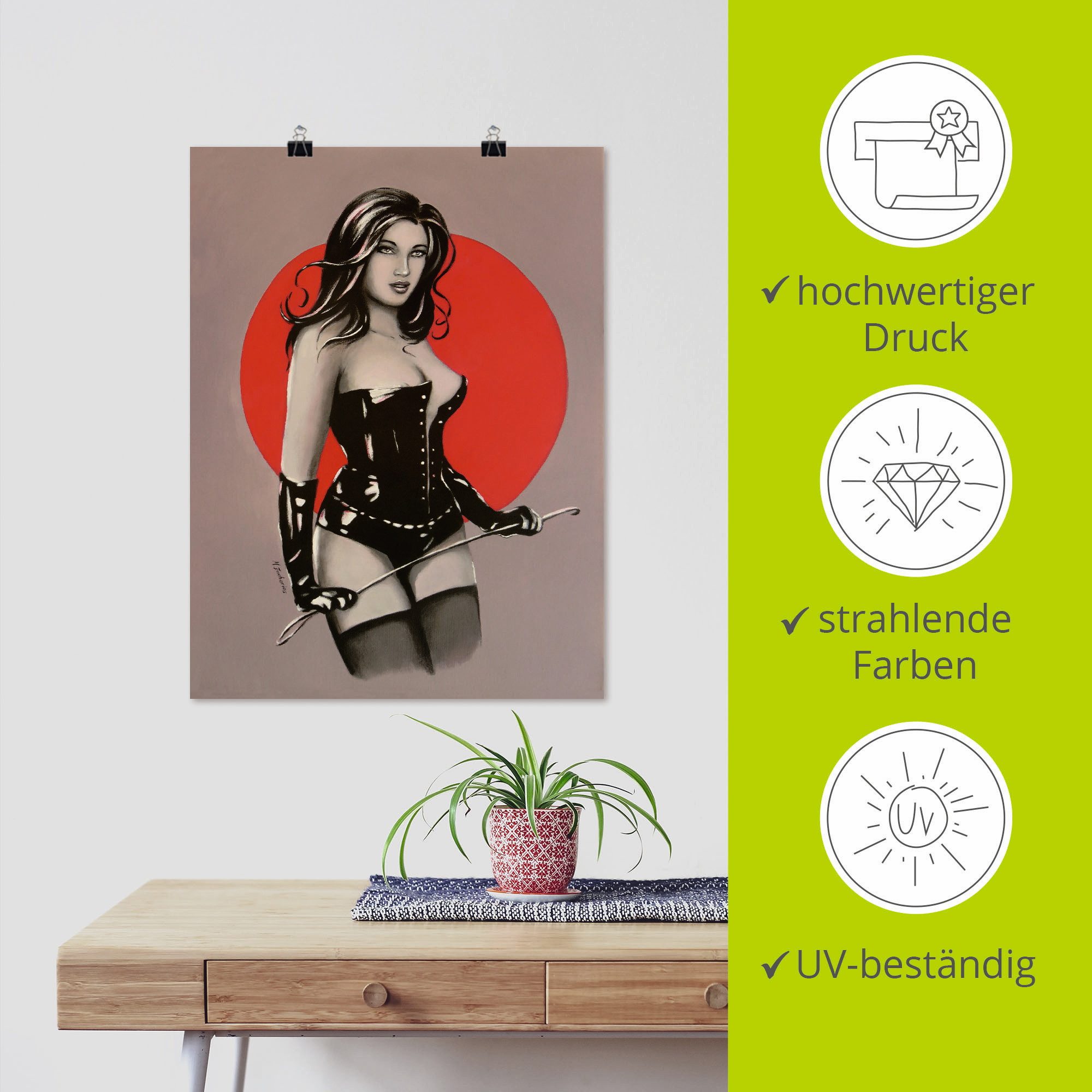 Artland Poster Mistress meesteres van de lust - schilderkunst als artprint van aluminium, artprint op linnen, muursticker of poster in verschillende maten