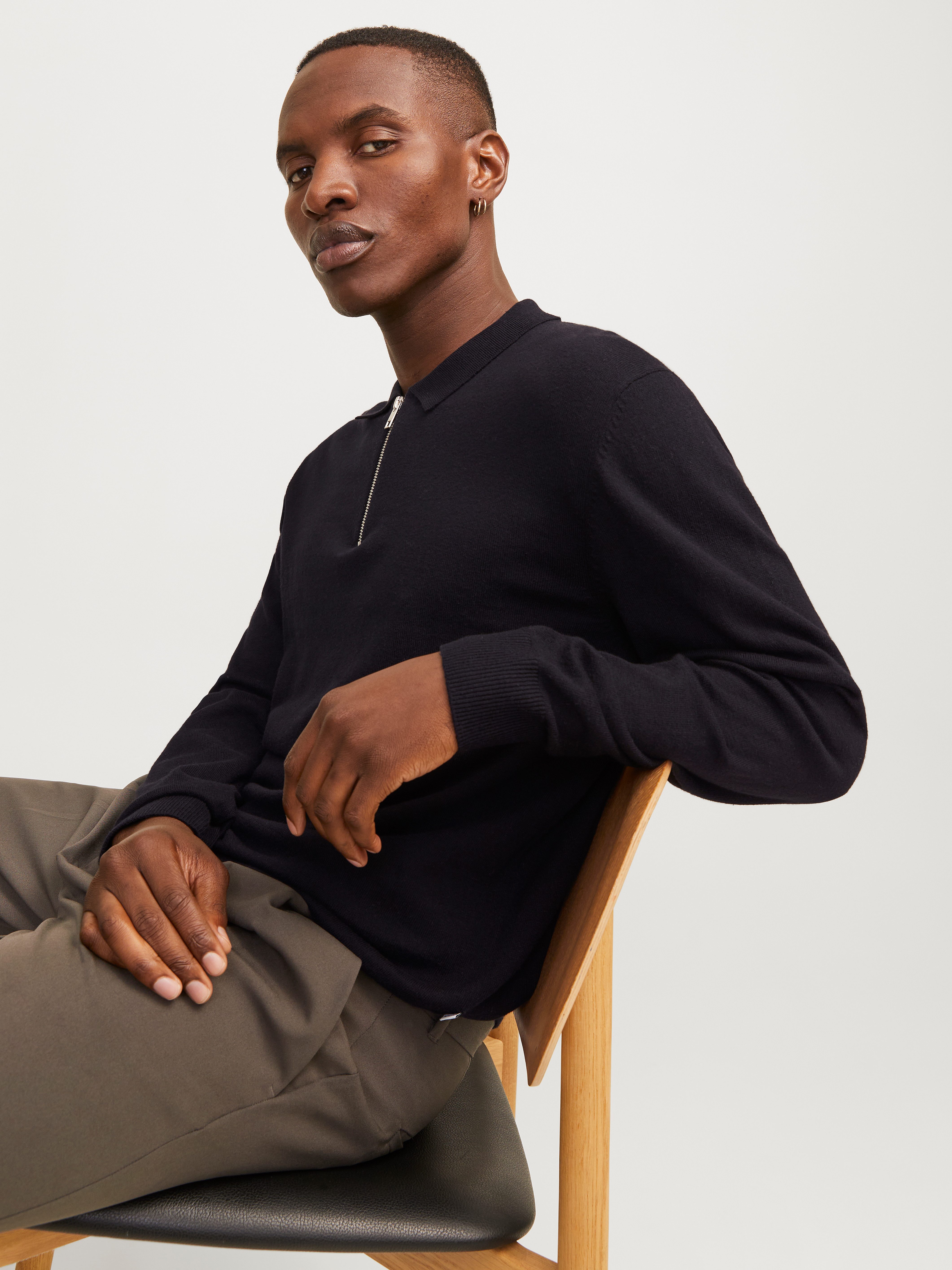 Jack & Jones Trui met polokraag JJEEMIL KNIT POLO HALF ZIP LS NOOS