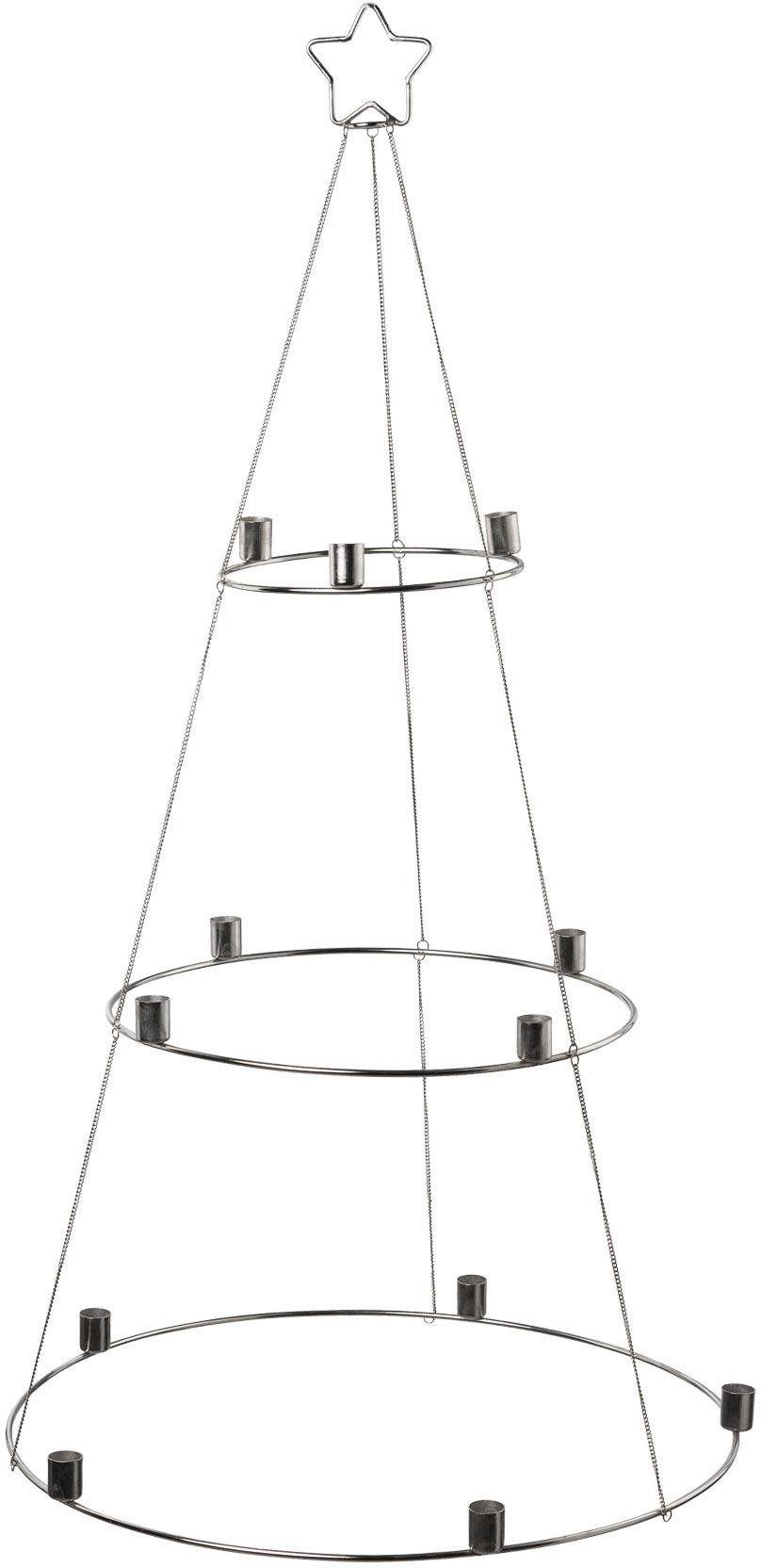 Creativ deco Kandelaar Kerstboom, kerstversiering kaarsenhouders zilver(kleur)