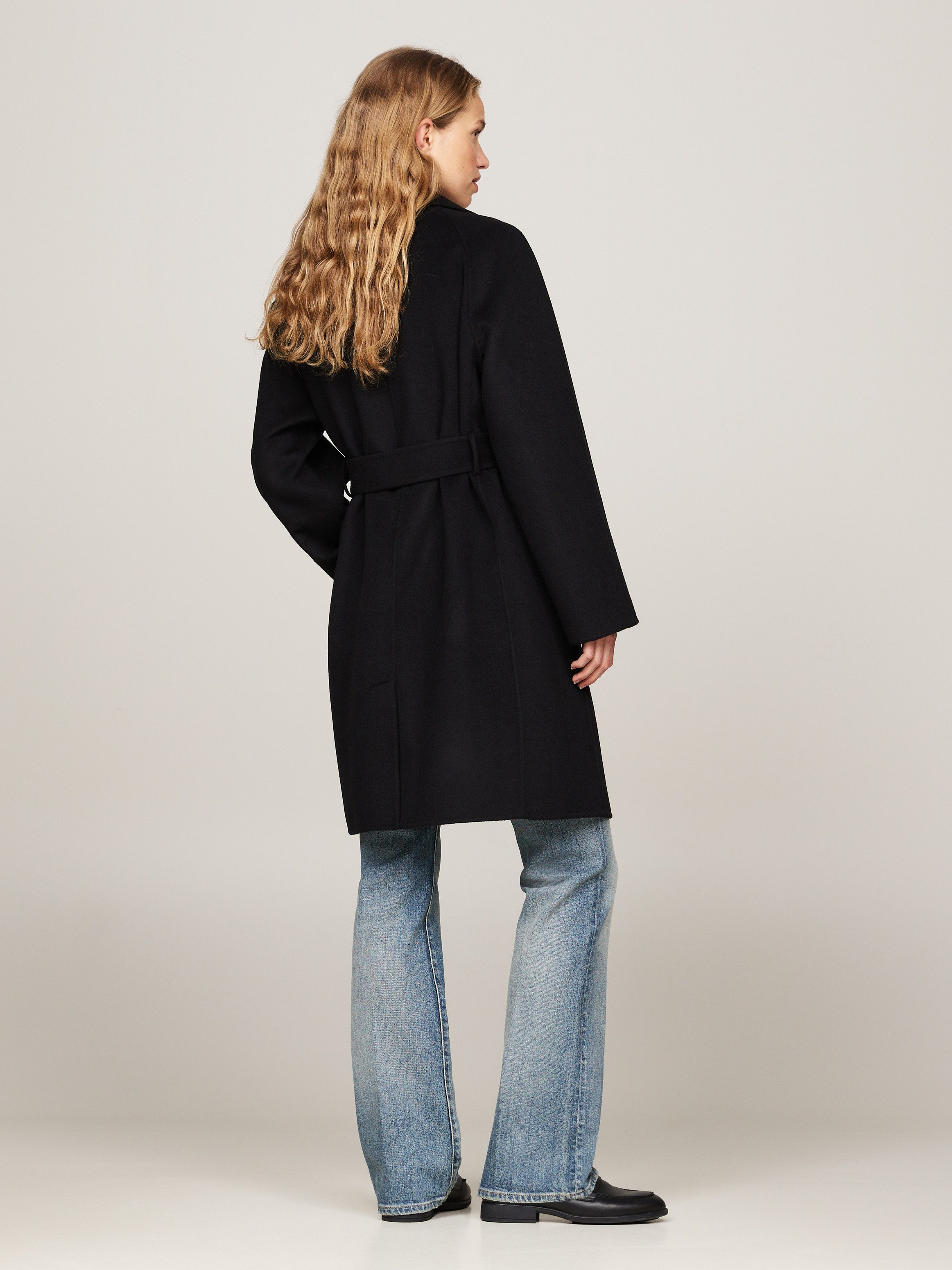 Tommy Hilfiger Korte jas REG DF WOOL BELTED COAT