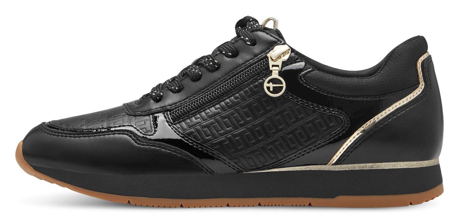 Tamaris Plateausneakers vrijetijdsschoen, lage schoen, veterschoen met subtiele metallic-details