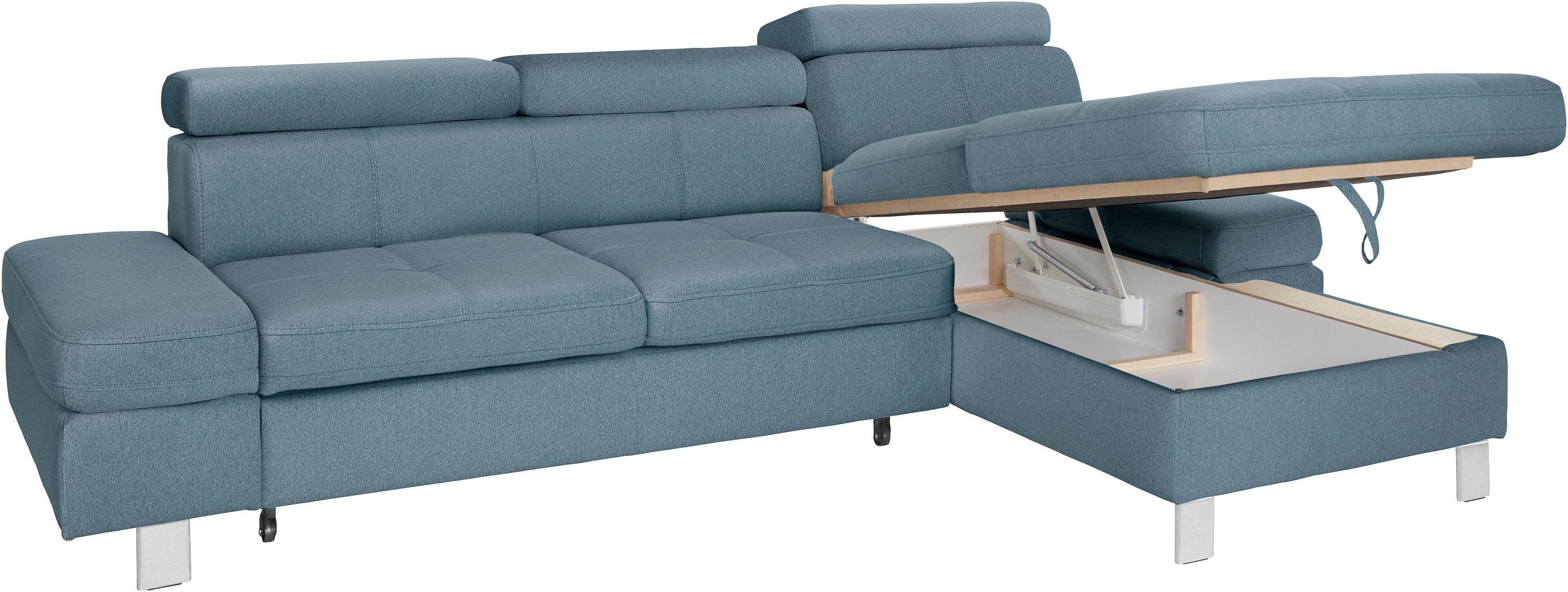 exxpo - sofa fashion Hoekbank Fiji, hoogwaardige afwerking in zitting en rug, L-vorm comfortabel door hoofd- en armverstelling, optioneel met bedfunctie