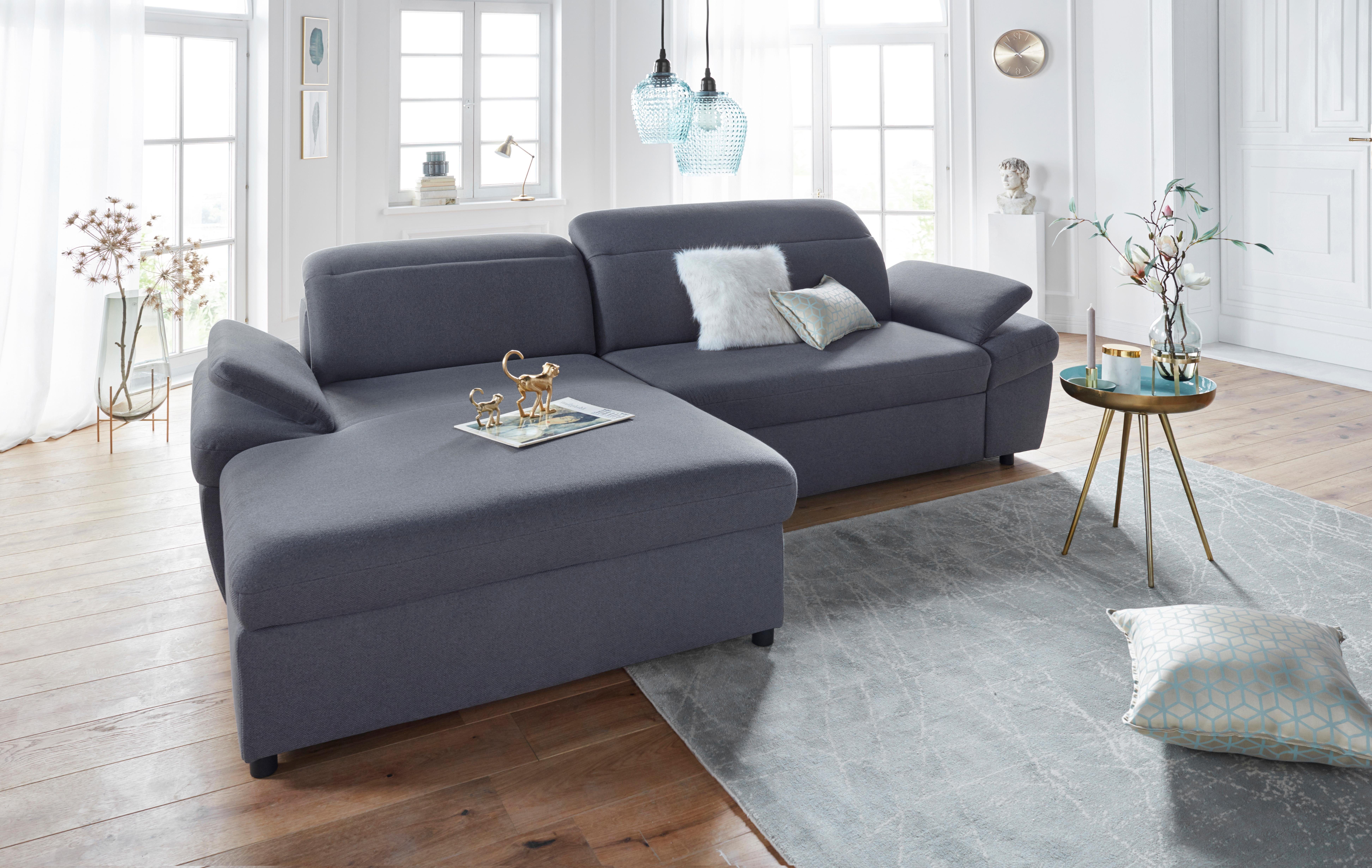 Exxpo - sofa fashion Hoekbank Kyoto, incl. hoofd- en armleuningverstelling, hoog zitcomfort keuze met bedfunctie en bedlade, hoogwaardige bekleding, l-vorm