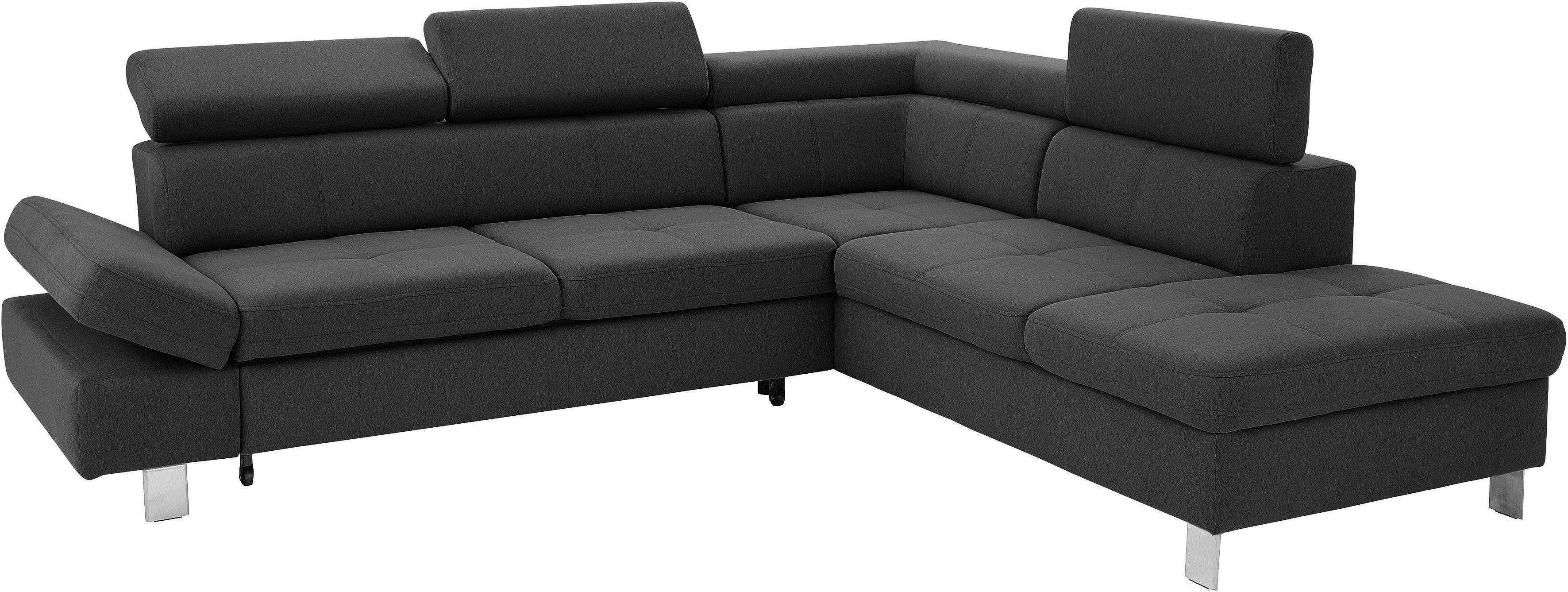 exxpo - sofa fashion Hoekbank Fiji, L-vorm met verstelbare hoofdsteun resp. rugleuning, naar keuze met slaapfunctie