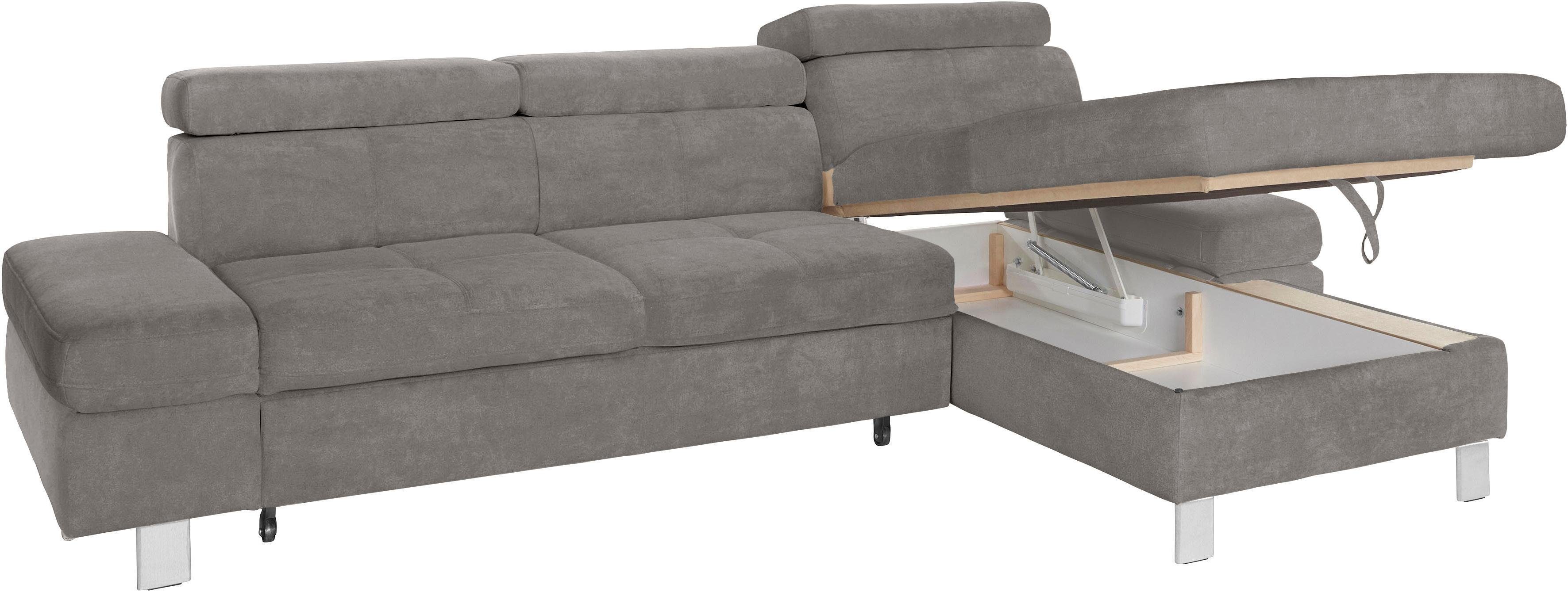 exxpo - sofa fashion Hoekbank Fiji, hoogwaardige afwerking in zitting en rug, L-vorm comfortabel door hoofd- en armverstelling, optioneel met bedfunctie