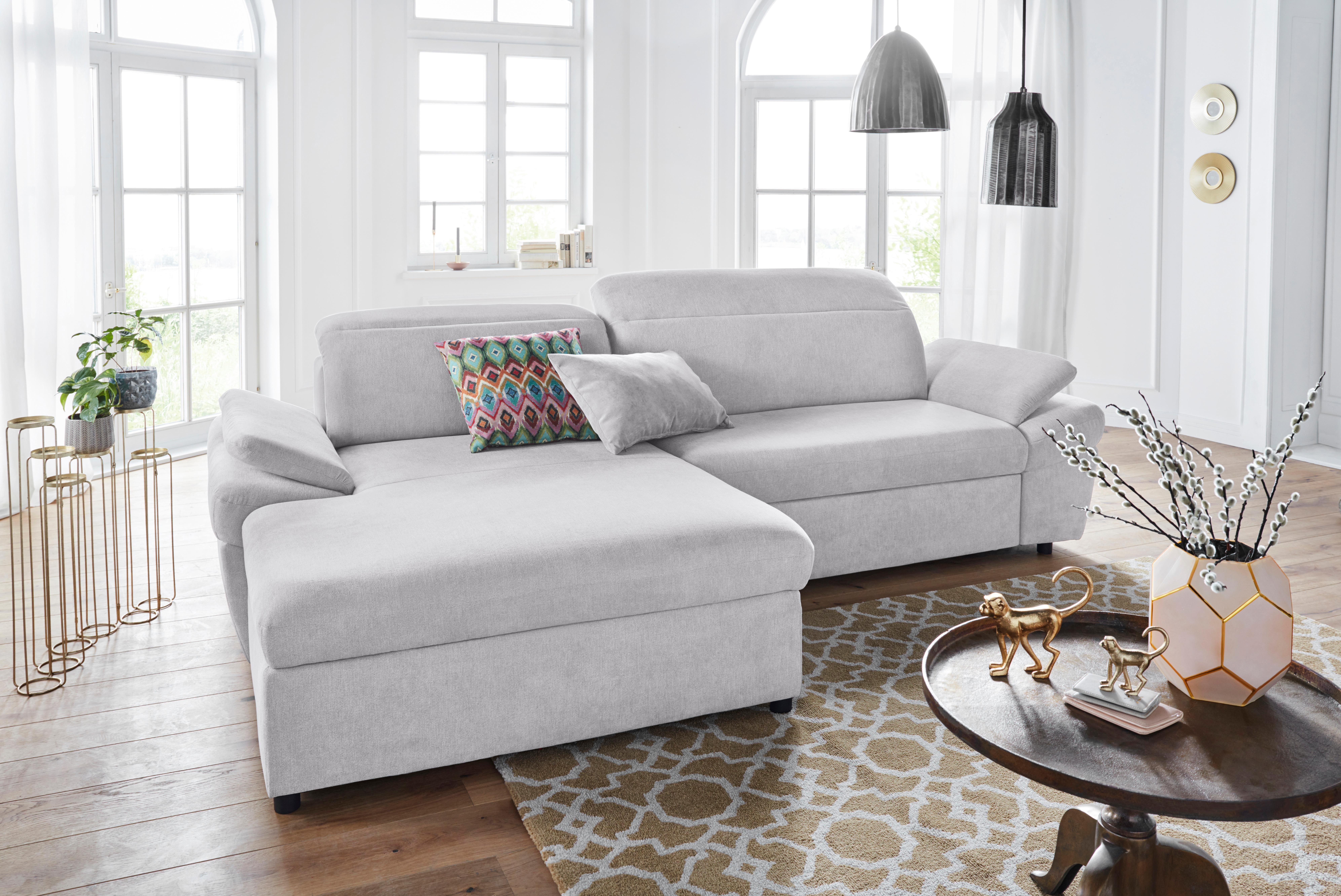 Exxpo - sofa fashion Hoekbank Kyoto, incl. hoofd- en armleuningverstelling, hoog zitcomfort keuze met bedfunctie en bedlade, hoogwaardige bekleding, l-vorm