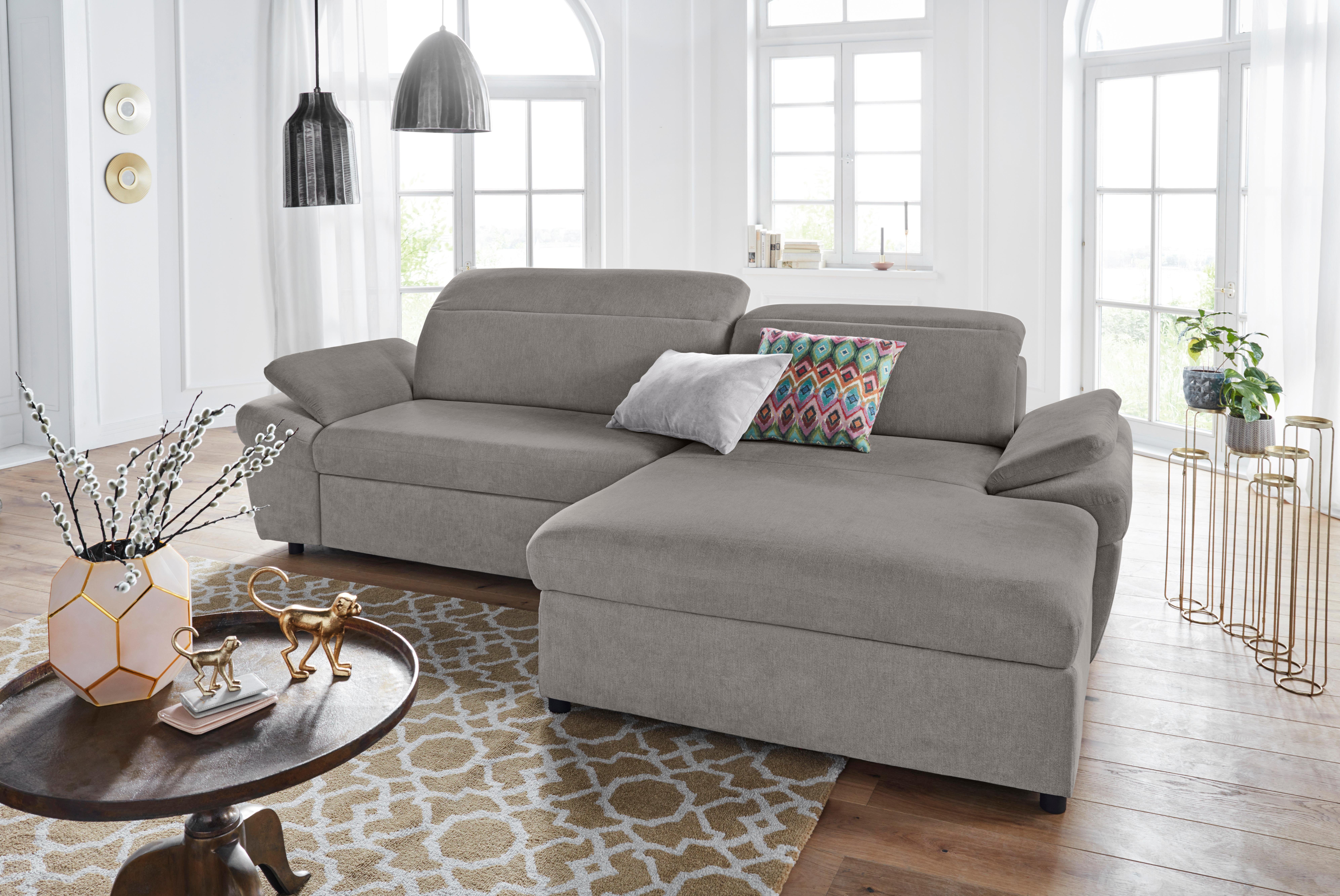 exxpo - sofa fashion Hoekbank Kyoto, incl. hoofd- en armleuningverstelling, hoog zitcomfort keuze met bedfunctie en bedlade, hoogwaardige bekleding,