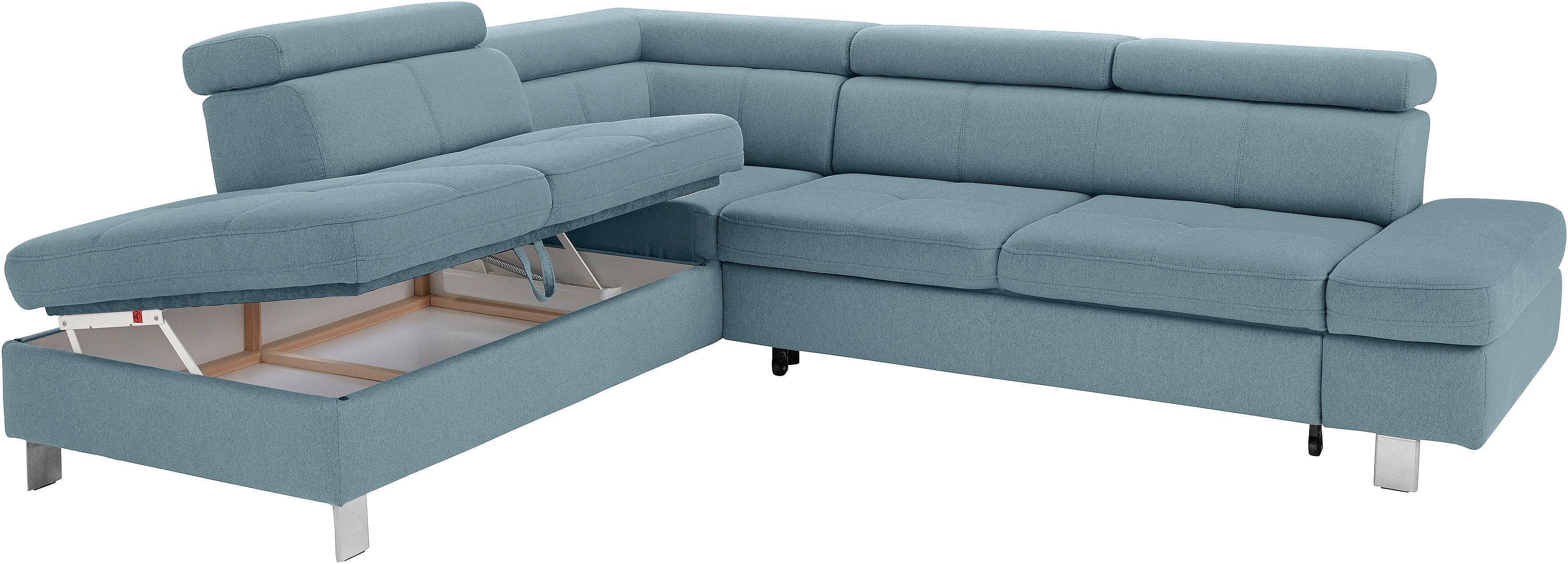 exxpo - sofa fashion Hoekbank Fiji, L-vorm met verstelbare hoofdsteun resp. rugleuning, naar keuze met slaapfunctie