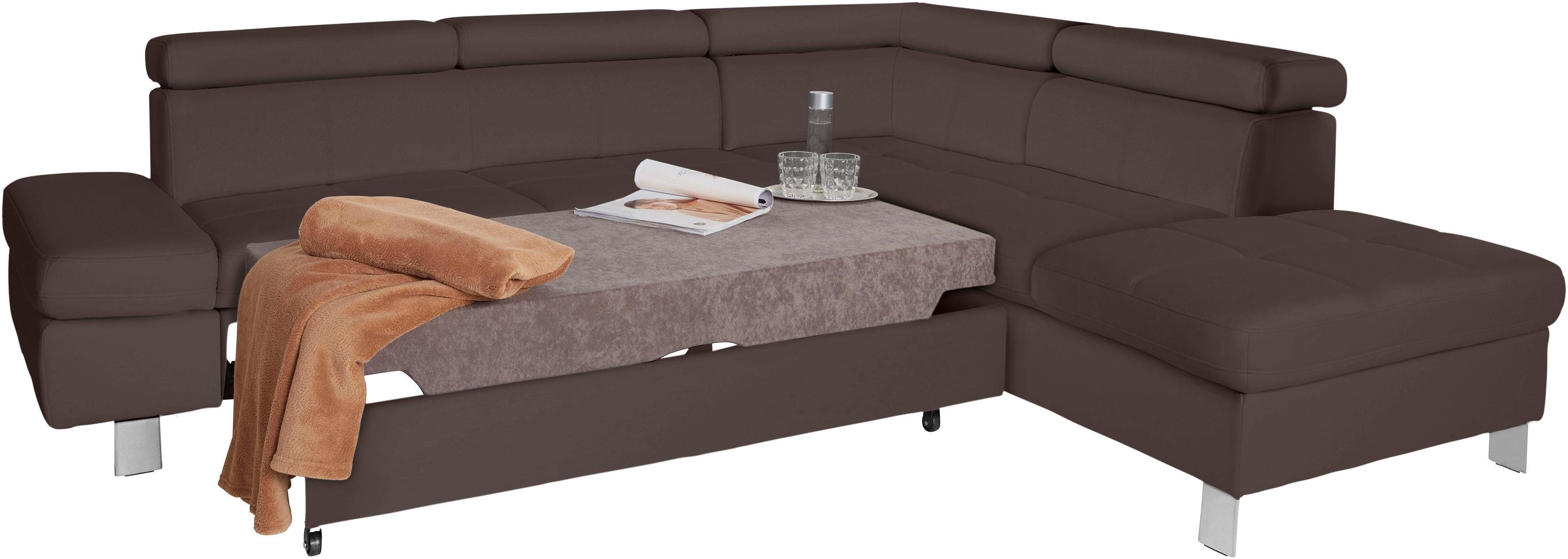 exxpo - sofa fashion Hoekbank Fiji, L-vorm met verstelbare hoofdsteun resp. rugleuning, naar keuze met slaapfunctie