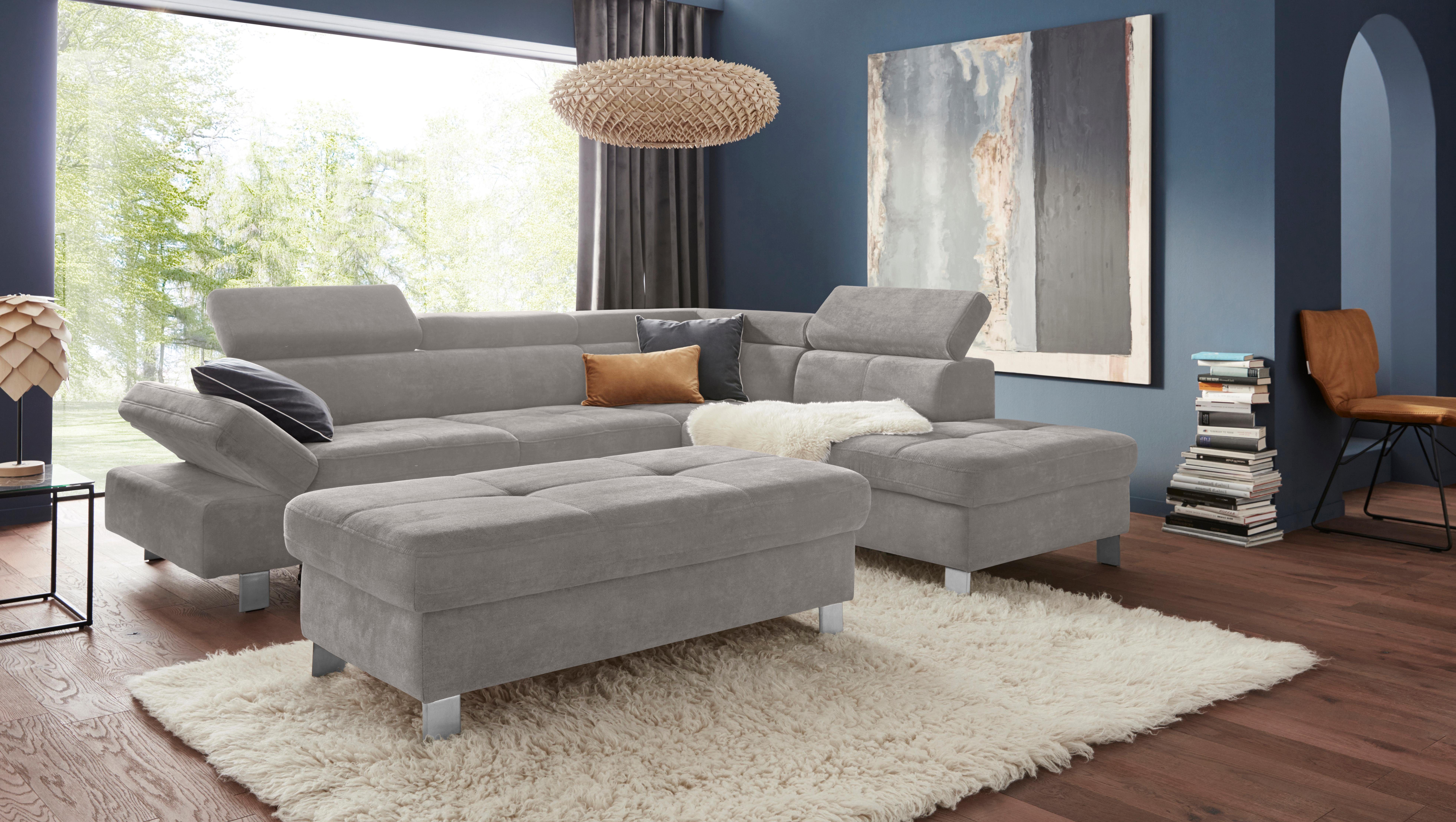 exxpo - sofa fashion Hoekbank Fiji, L-vorm met verstelbare hoofdsteun resp. rugleuning, naar keuze met slaapfunctie