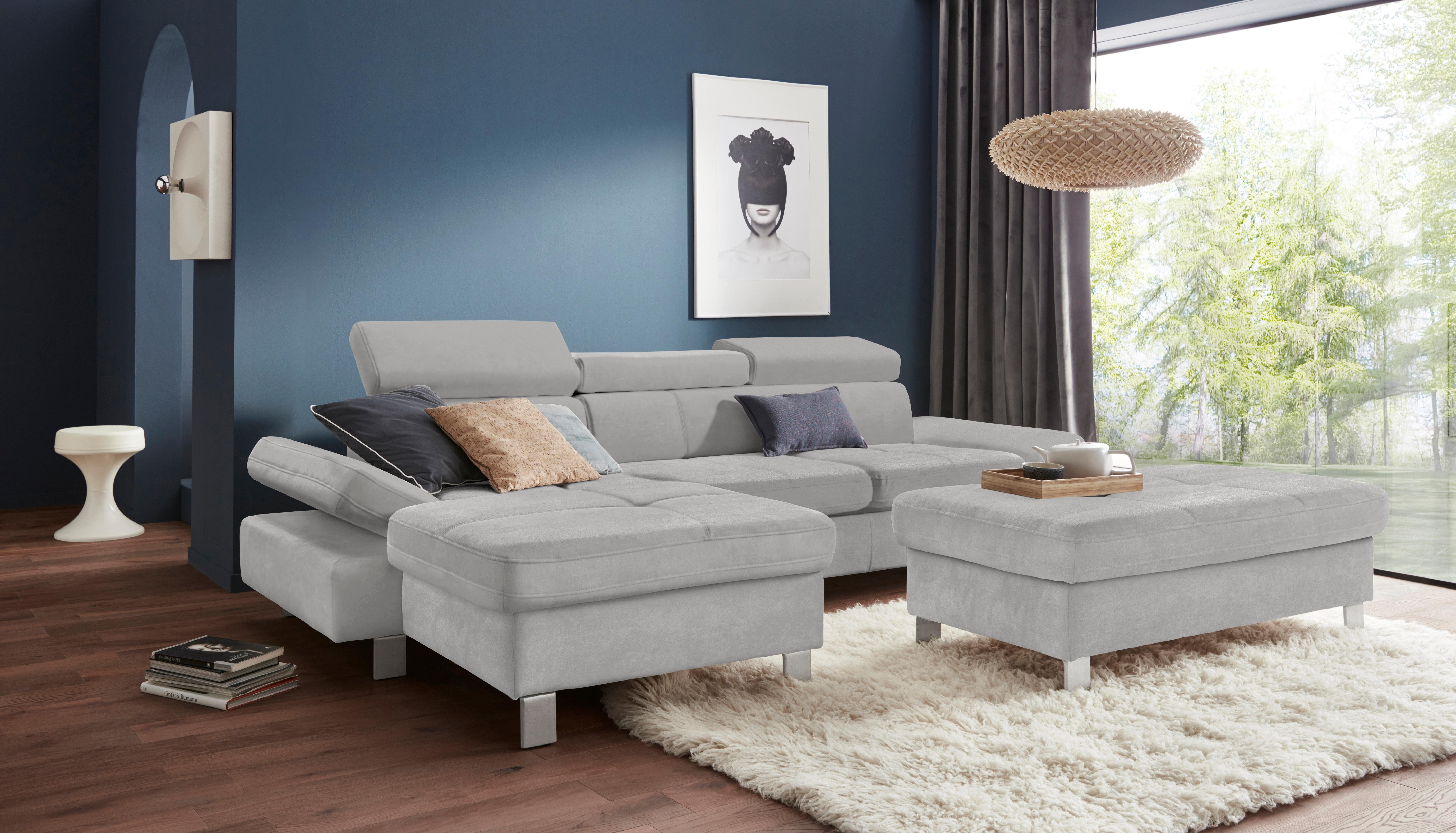 exxpo - sofa fashion Hoekbank Fiji, hoogwaardige afwerking in zitting en rug, L-vorm comfortabel door hoofd- en armverstelling, optioneel met bedfunctie