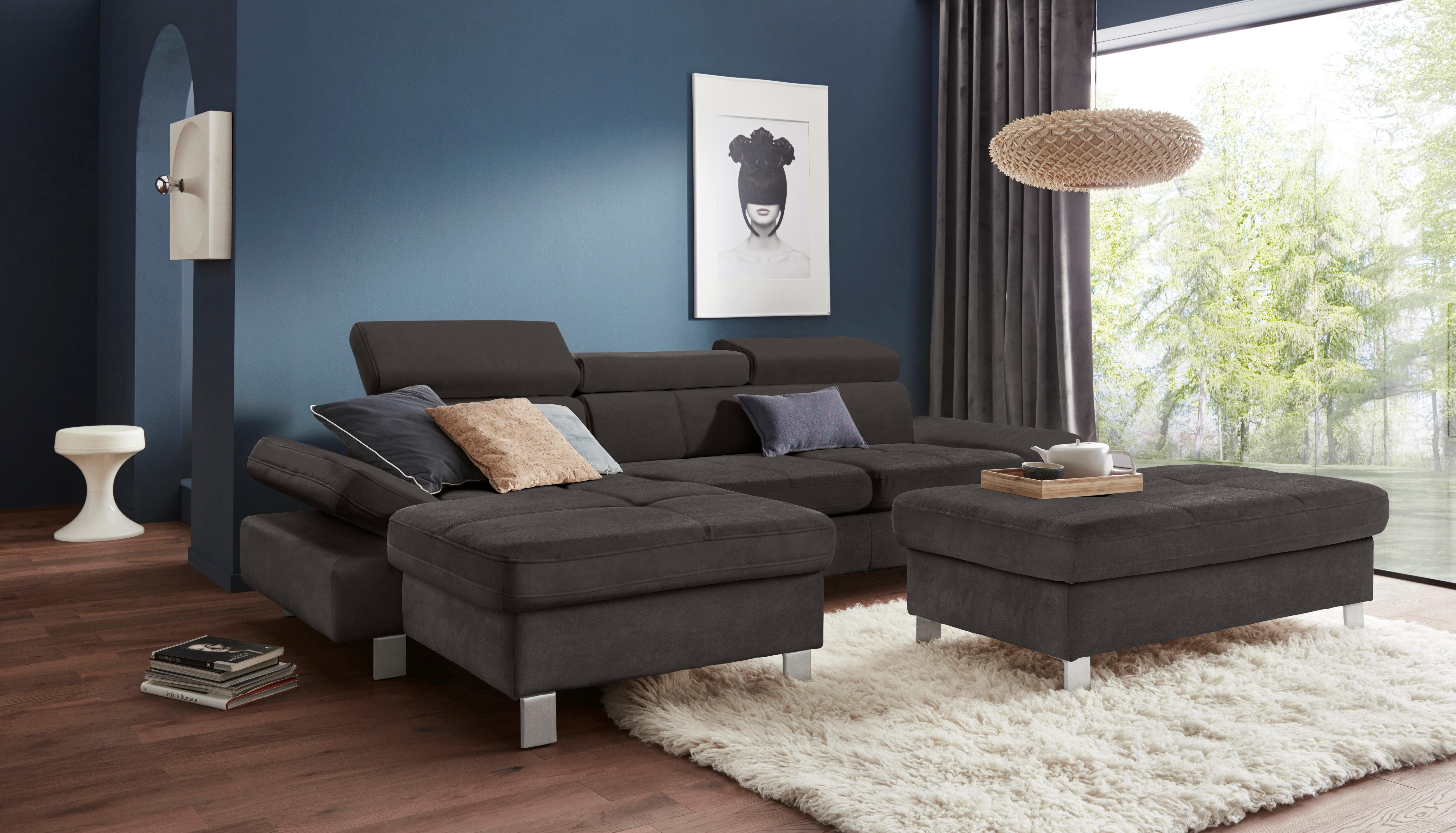 exxpo - sofa fashion Hoekbank Fiji, hoogwaardige afwerking in zitting en rug, L-vorm comfortabel door hoofd- en armverstelling, optioneel met bedfunctie