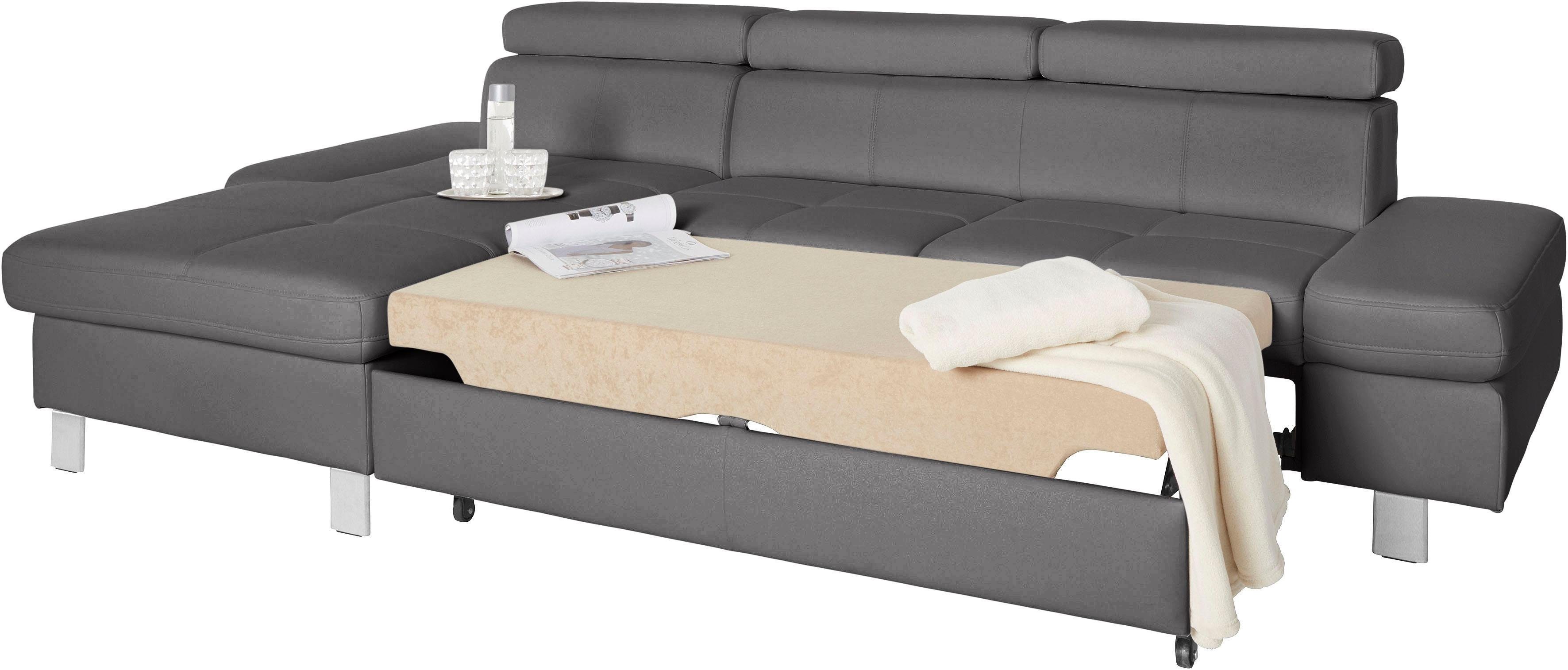 exxpo - sofa fashion Hoekbank Fiji, hoogwaardige afwerking in zitting en rug, L-vorm comfortabel door hoofd- en armverstelling, optioneel met bedfunctie