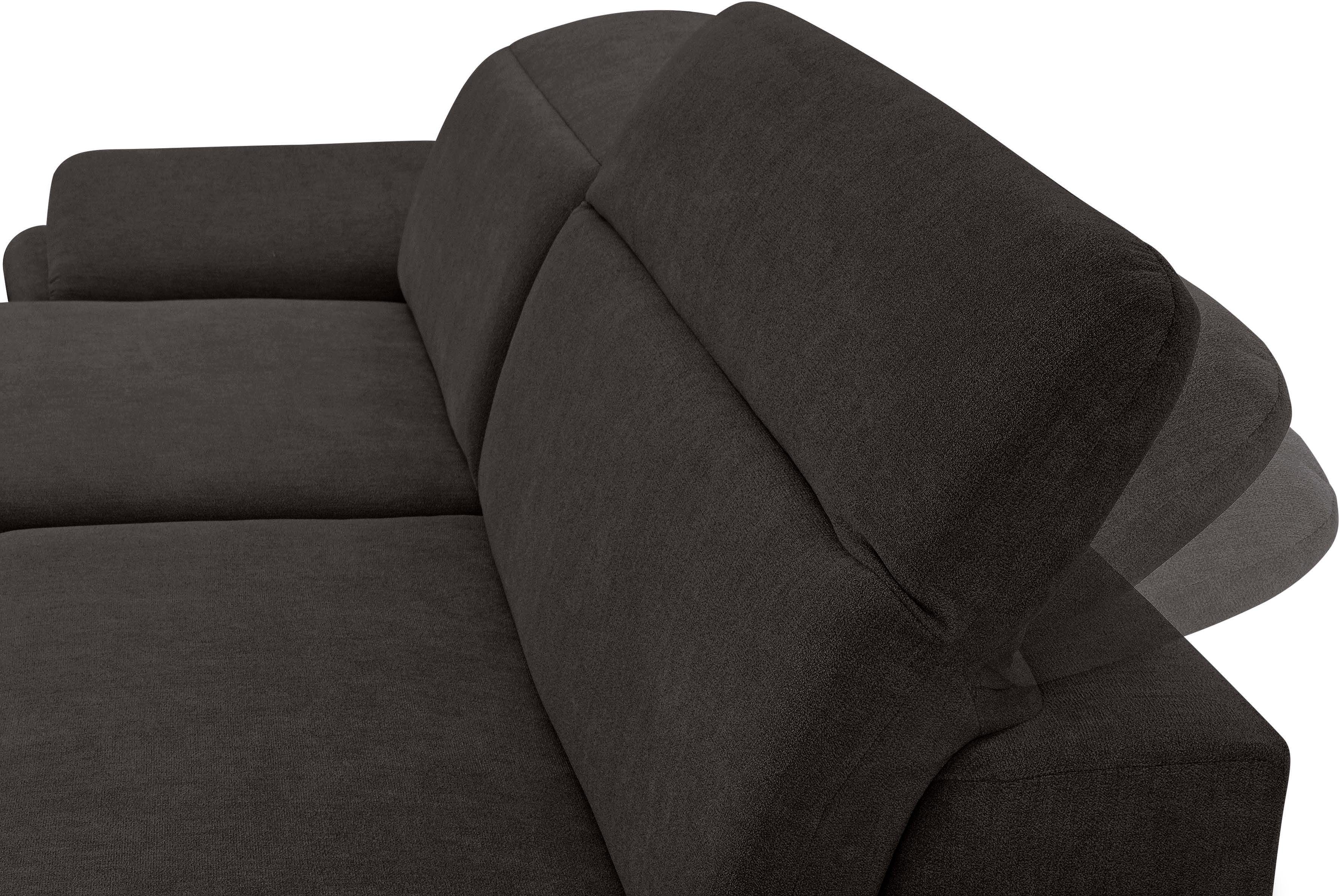 exxpo - sofa fashion Hoekbank Kyoto, incl. hoofd- en armleuningverstelling, hoog zitcomfort keuze met bedfunctie en bedlade, hoogwaardige bekleding, l-vorm