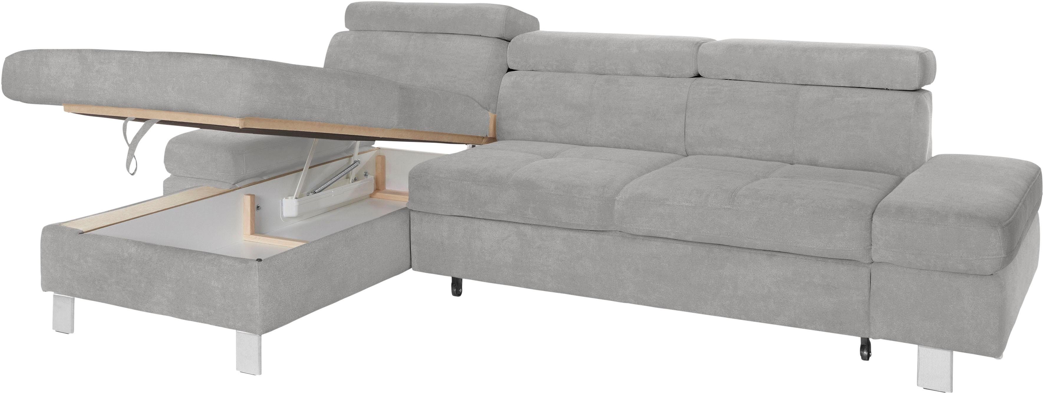 exxpo - sofa fashion Hoekbank Fiji, hoogwaardige afwerking in zitting en rug, L-vorm comfortabel door hoofd- en armverstelling, optioneel met bedfunctie
