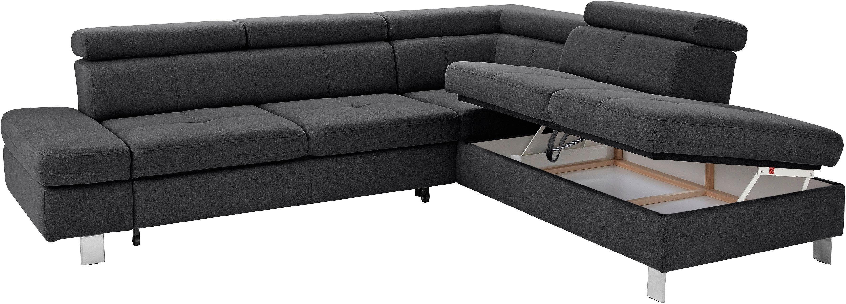 exxpo - sofa fashion Hoekbank Fiji, L-vorm met verstelbare hoofdsteun resp. rugleuning, naar keuze met slaapfunctie