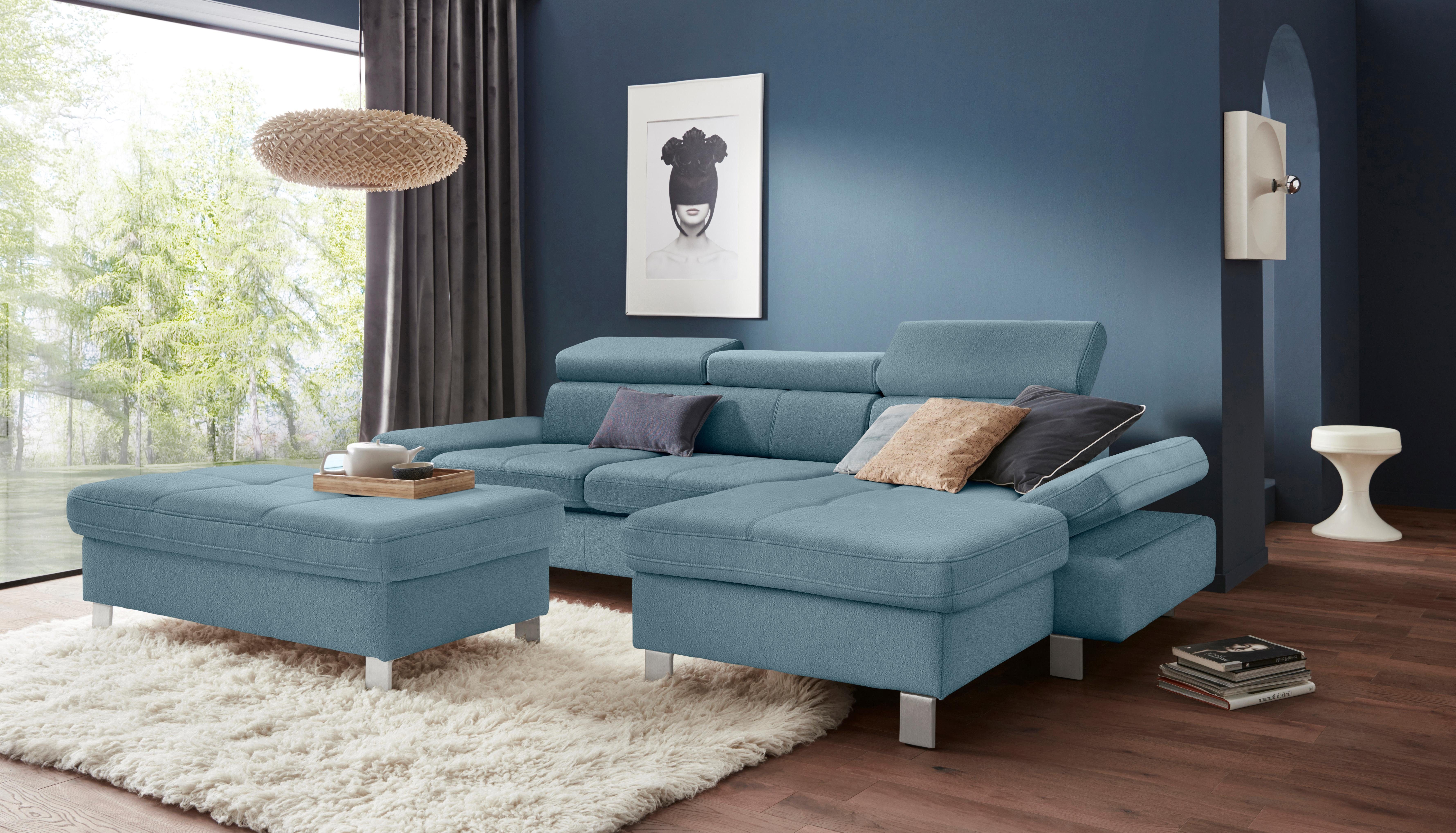 exxpo - sofa fashion Hoekbank Fiji, hoogwaardige afwerking in zitting en rug, L-vorm comfortabel door hoofd- en armverstelling, optioneel met bedfunctie