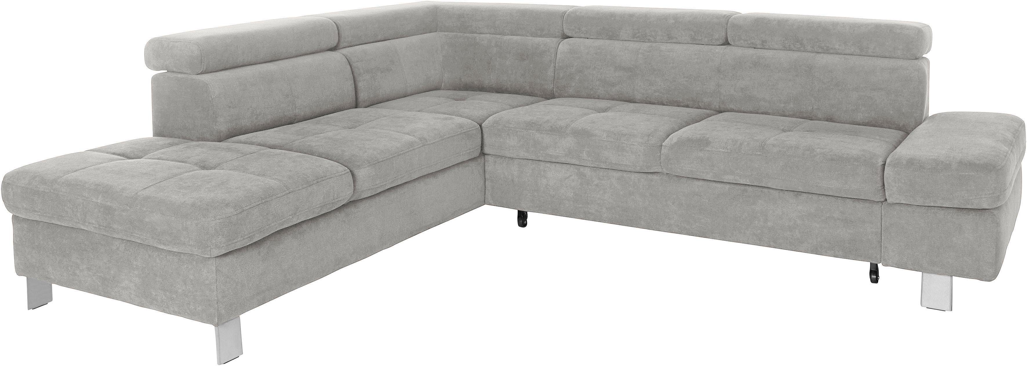 exxpo - sofa fashion Hoekbank Fiji, L-vorm met verstelbare hoofdsteun resp. rugleuning, naar keuze met slaapfunctie grijs, hoekbanken, Ottomane links,