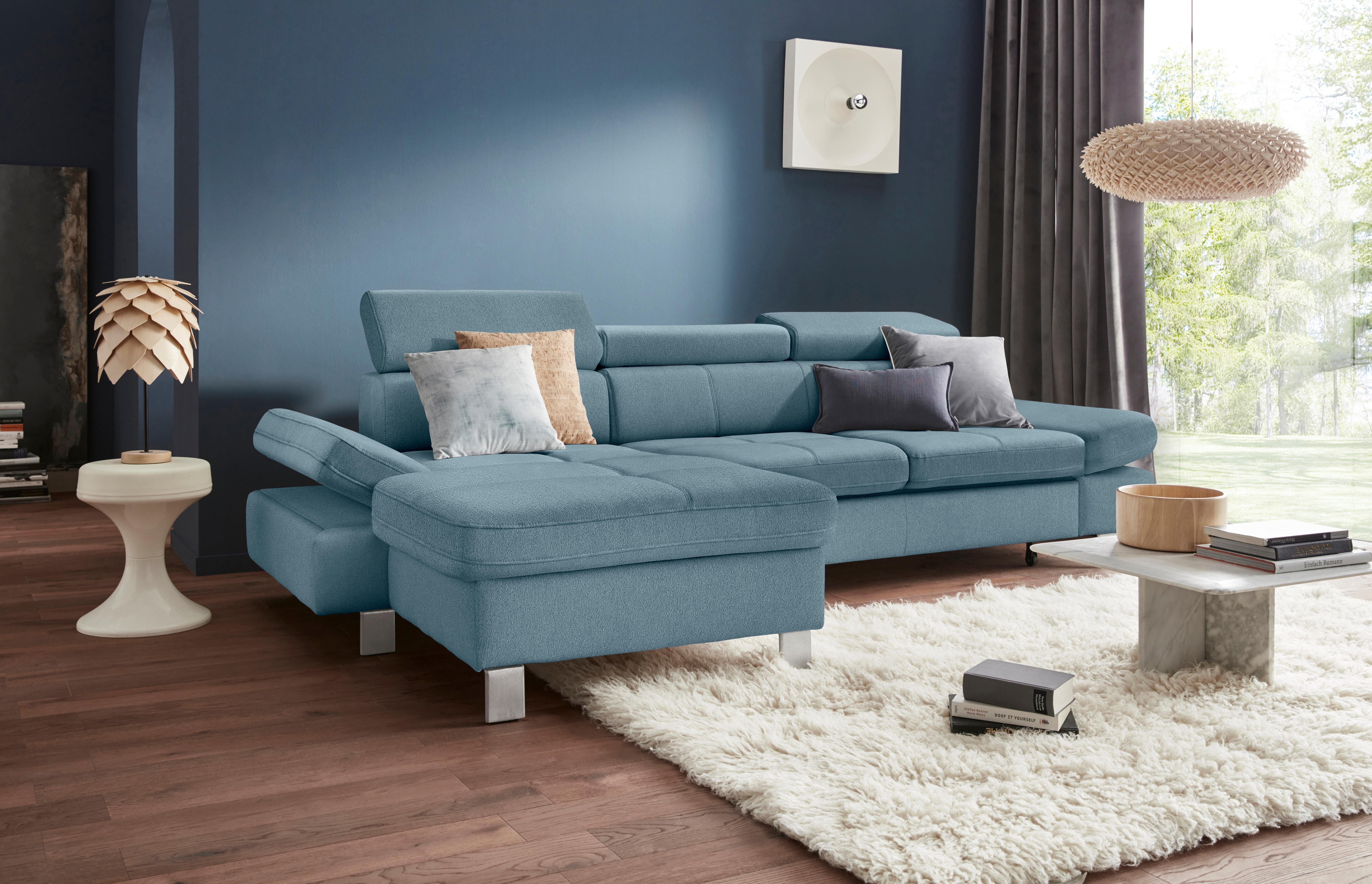 Exxpo - sofa fashion Hoekbank Fiji, hoogwaardige afwerking in zitting en rug, L-vorm comfortabel door hoofd- en armverstelling, optioneel met bedfunctie