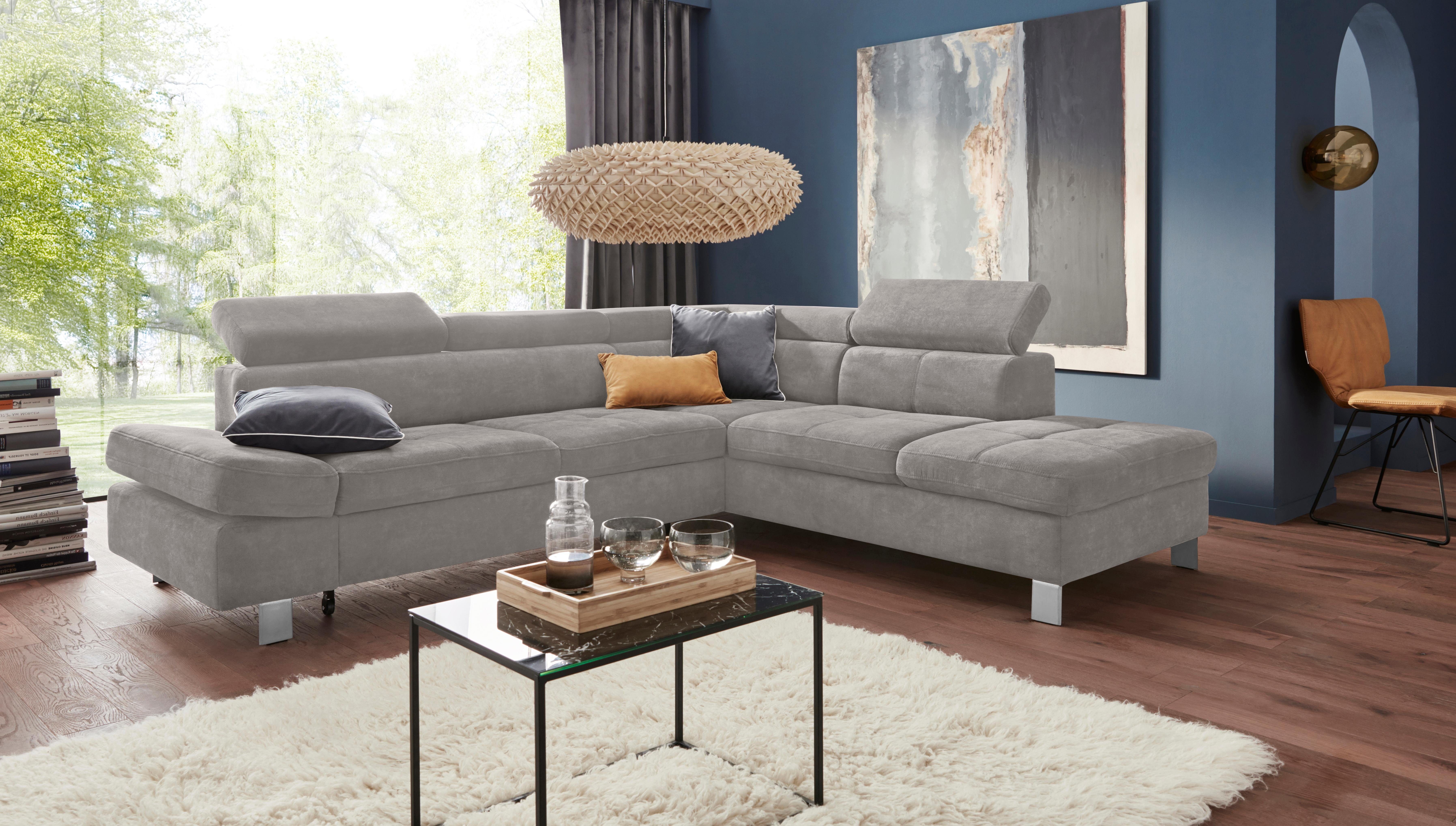 exxpo sofa fashion Hoekbank met verstelbare hoofdsteun en verstelbare rugleuning, naar keuze met sla