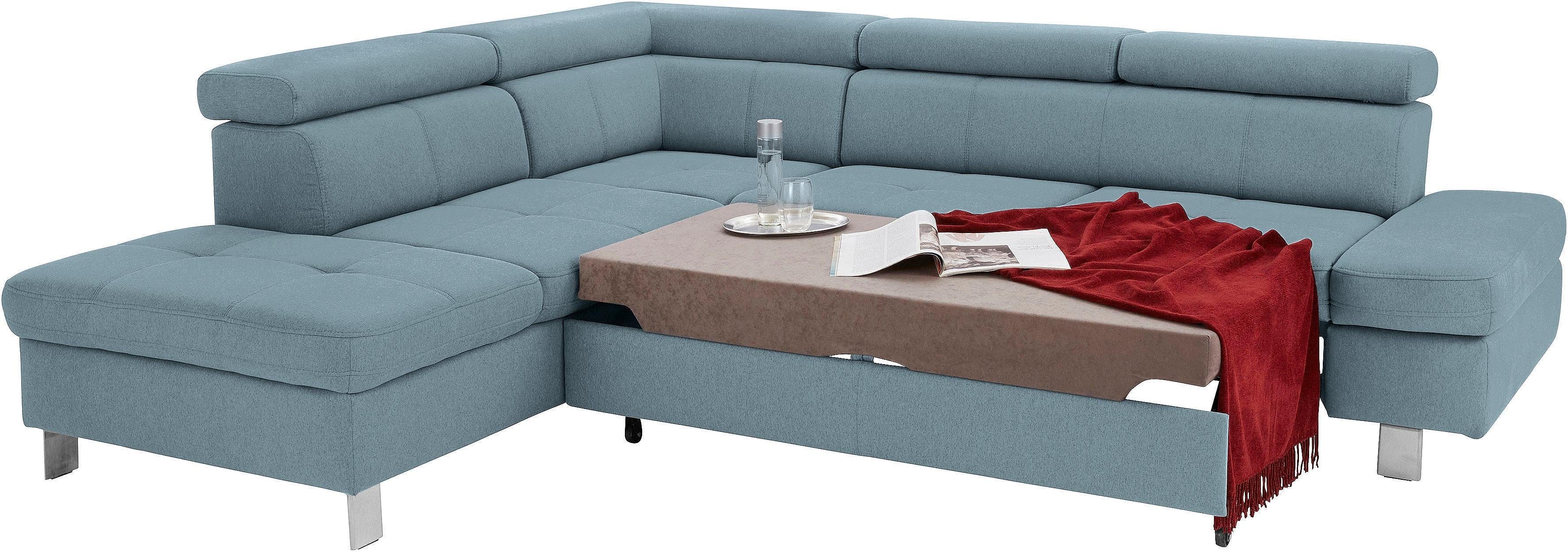 exxpo - sofa fashion Hoekbank Fiji, L-vorm met verstelbare hoofdsteun resp. rugleuning, naar keuze met slaapfunctie