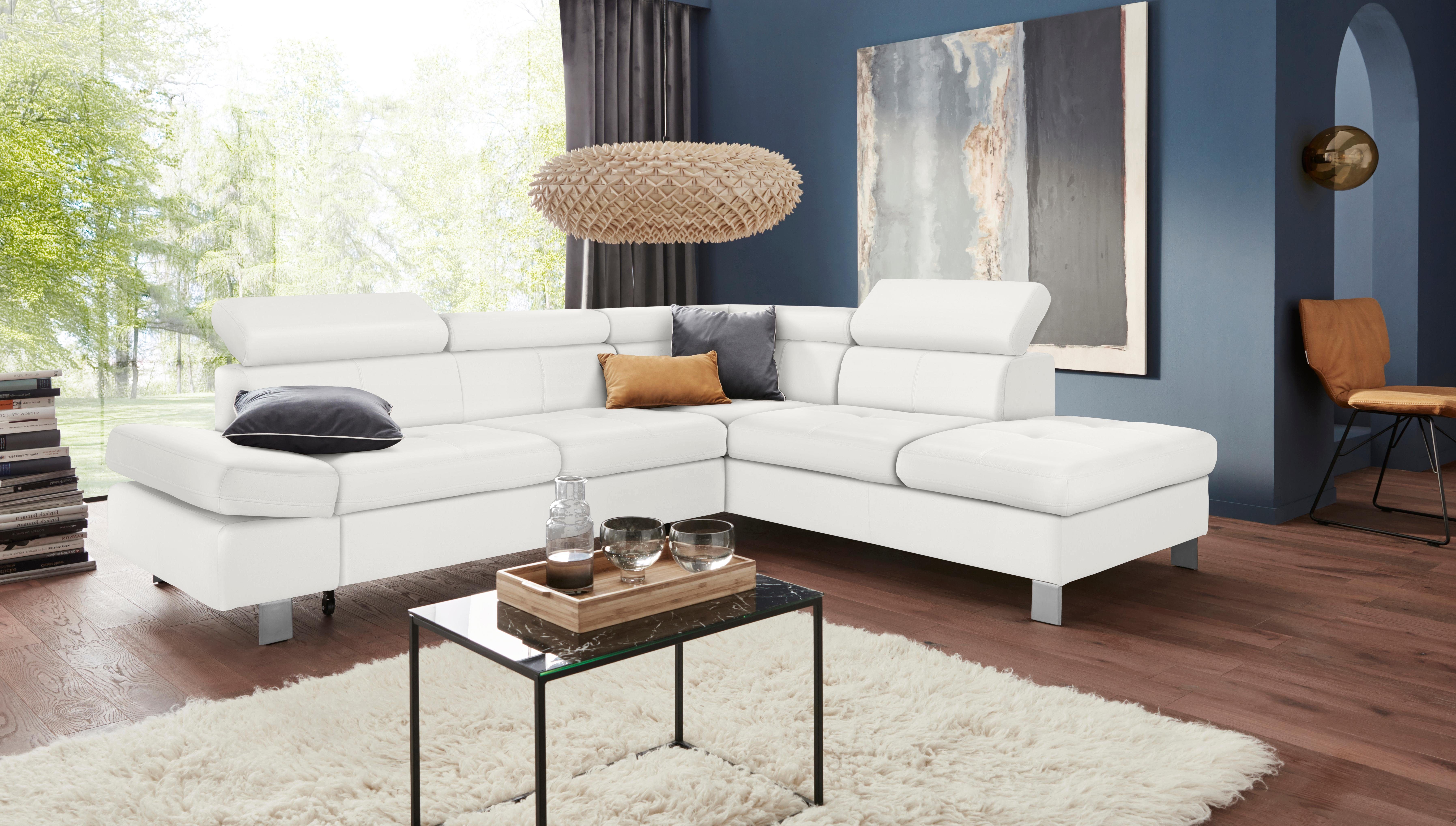 Exxpo - sofa fashion Hoekbank Fiji, L-vorm met verstelbare hoofdsteun resp. rugleuning, naar keuze met slaapfunctie