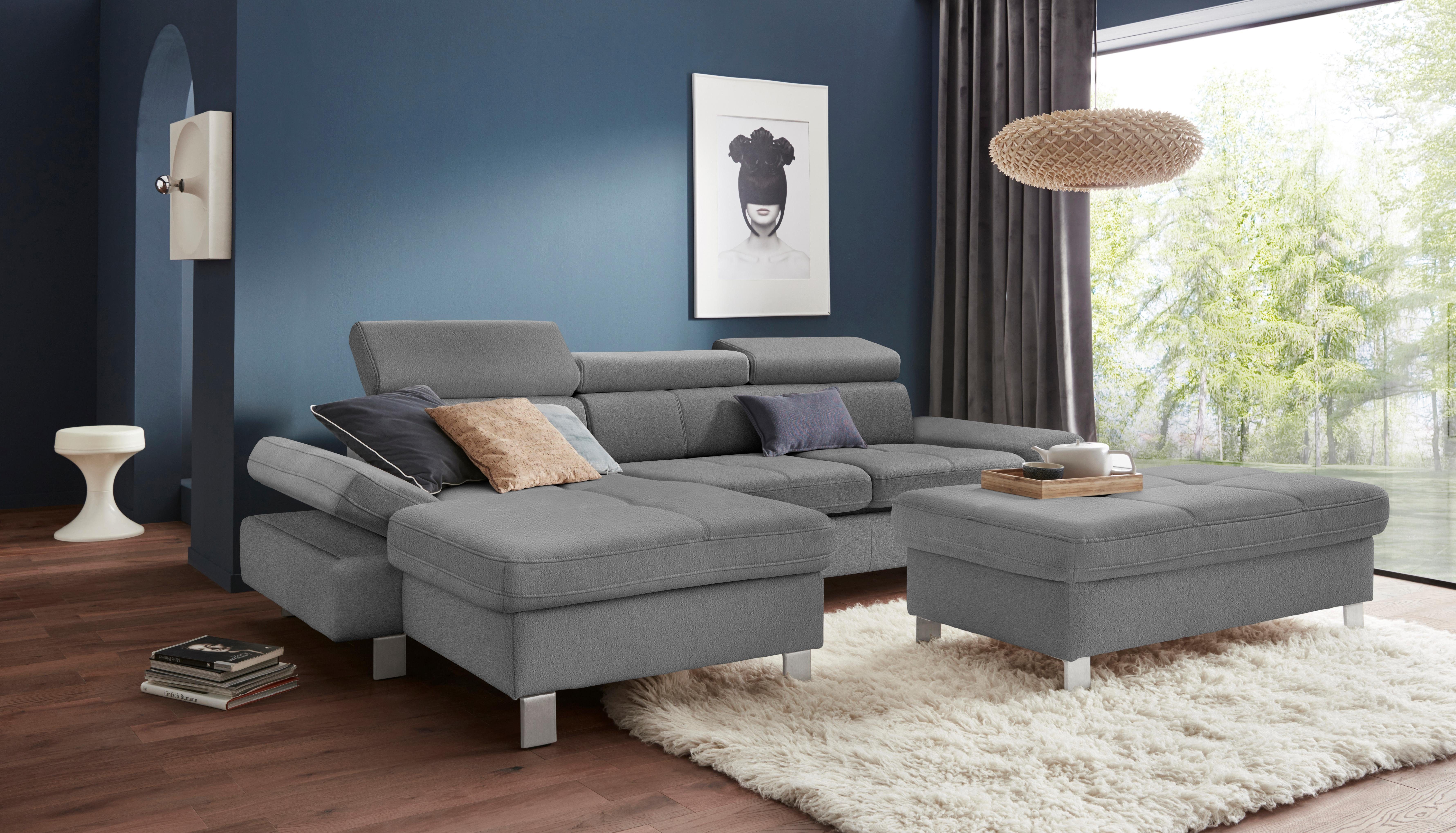 exxpo - sofa fashion Hoekbank Fiji, hoogwaardige afwerking in zitting en rug, L-vorm comfortabel door hoofd- en armverstelling, optioneel met bedfunctie