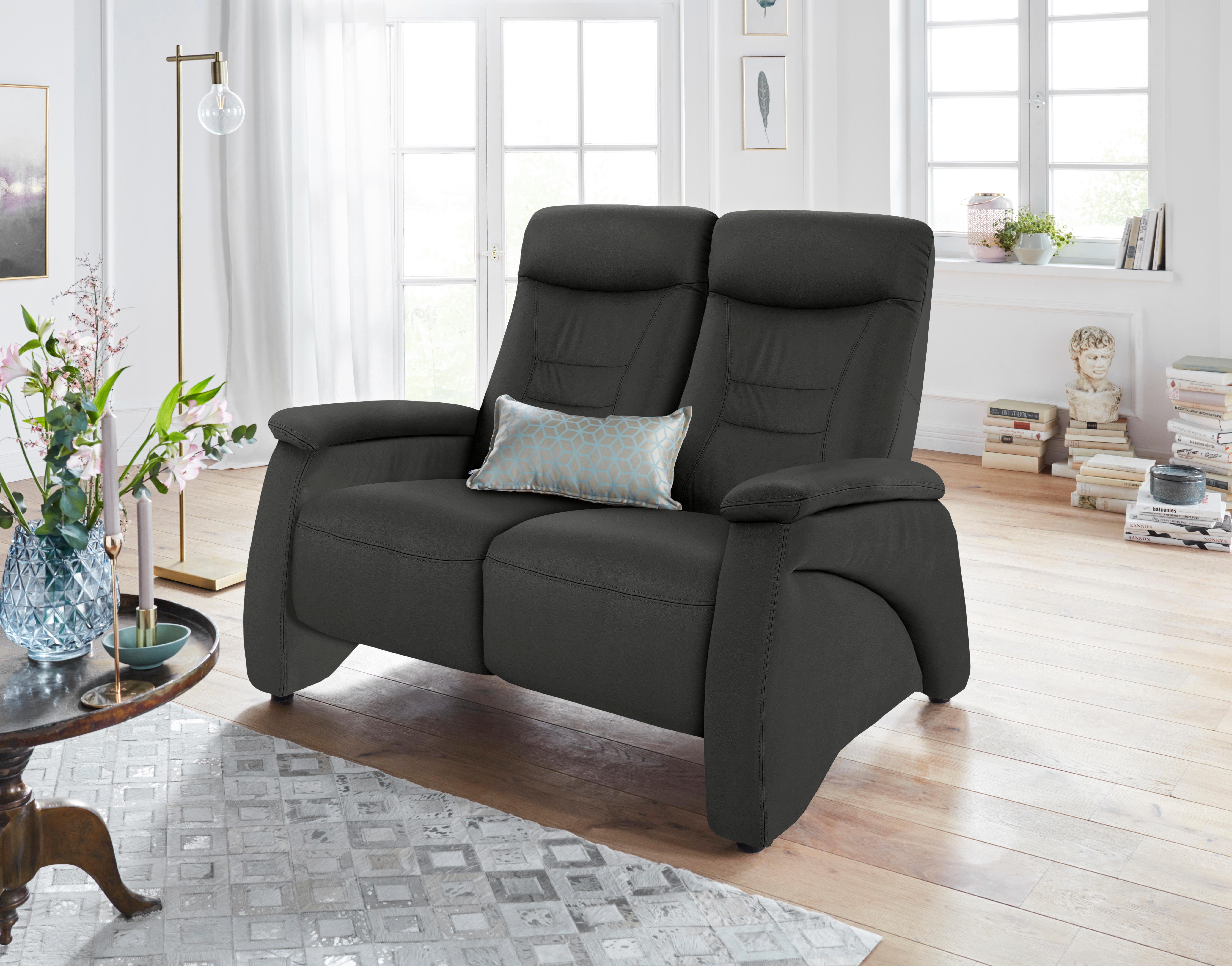 exxpo - sofa fashion 2-zitsbank Ascoli, bioscoopsofa met hoog zitcomfort, comfortabele armleuningen zwart, 2-zitsbanken