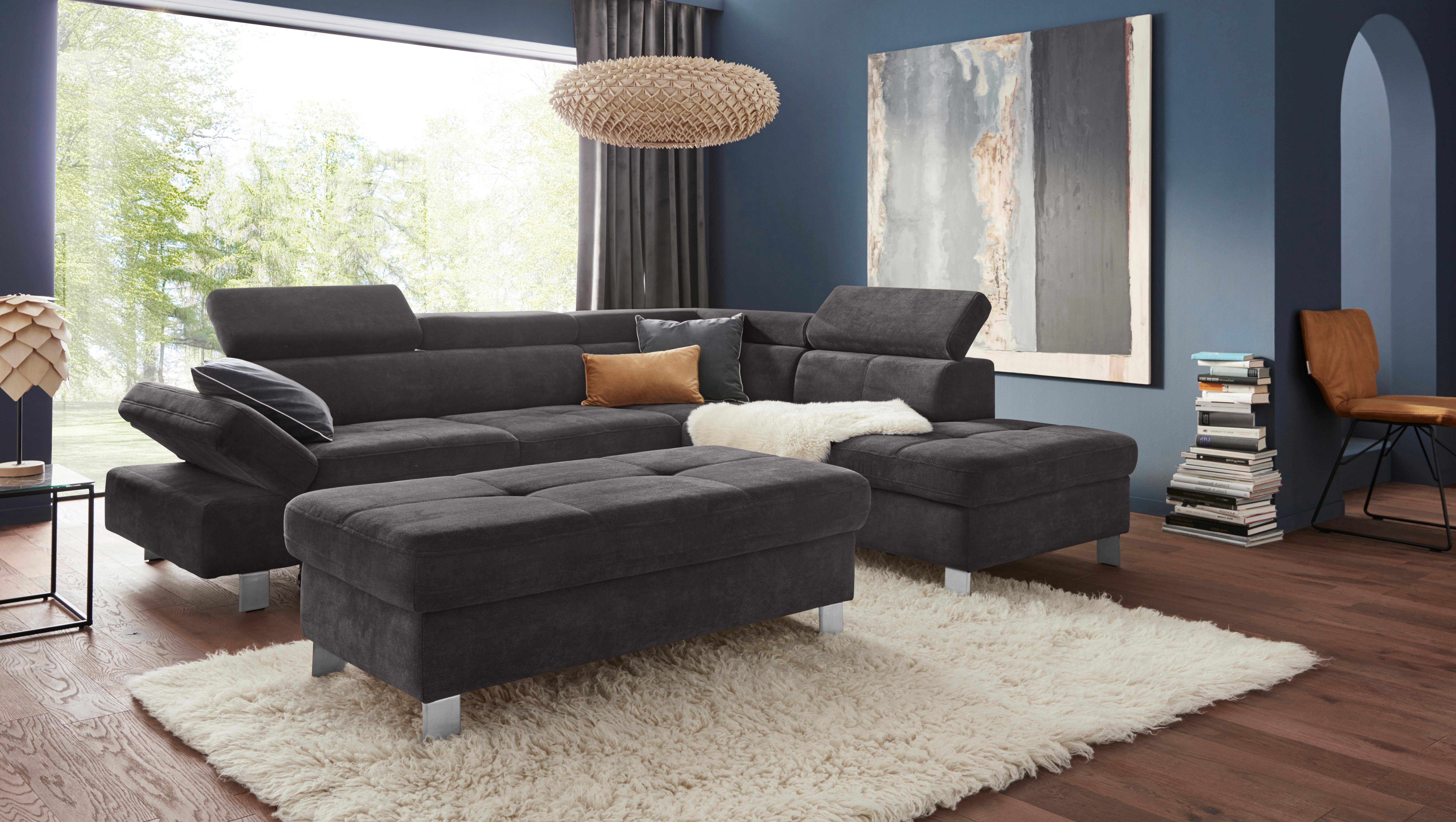 exxpo - sofa fashion Hoekbank Fiji, L-vorm met verstelbare hoofdsteun resp. rugleuning, naar keuze met slaapfunctie