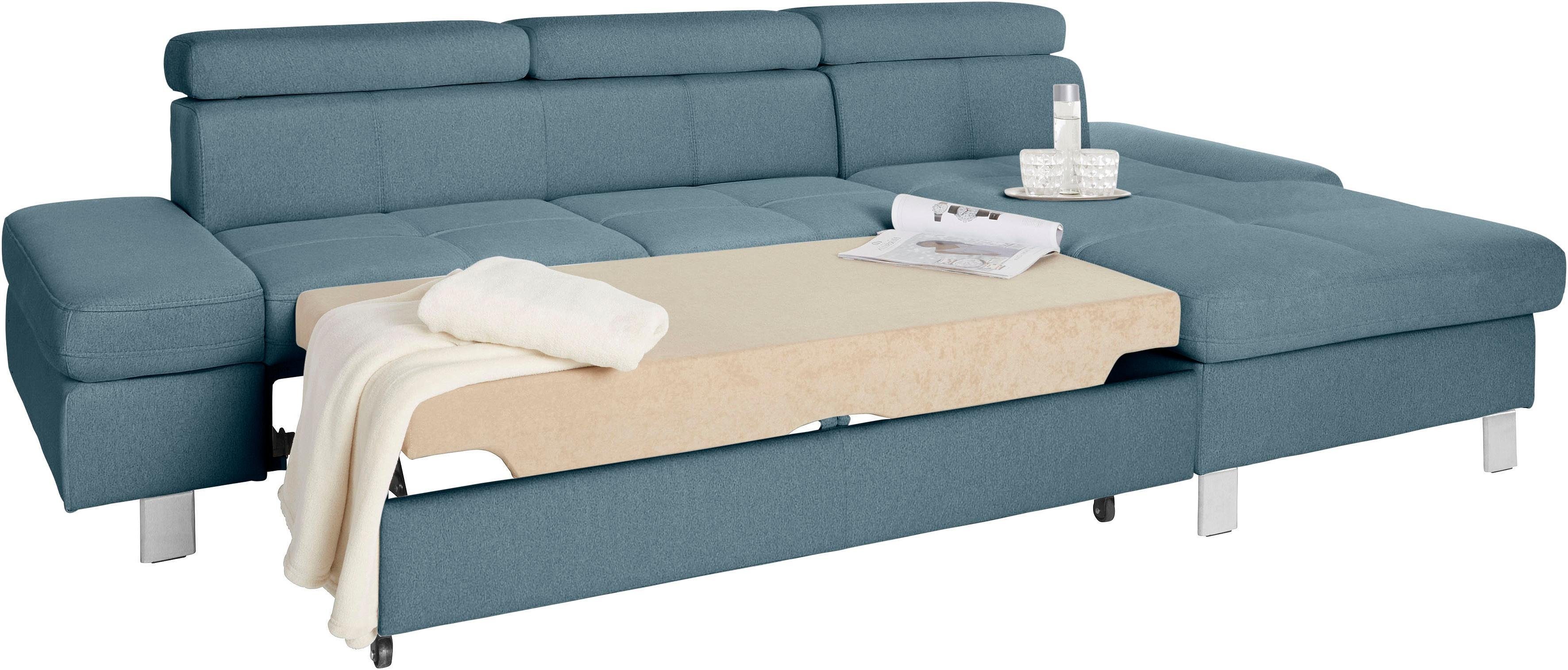 exxpo - sofa fashion Hoekbank Fiji, hoogwaardige afwerking in zitting en rug, L-vorm comfortabel door hoofd- en armverstelling, optioneel met bedfunctie