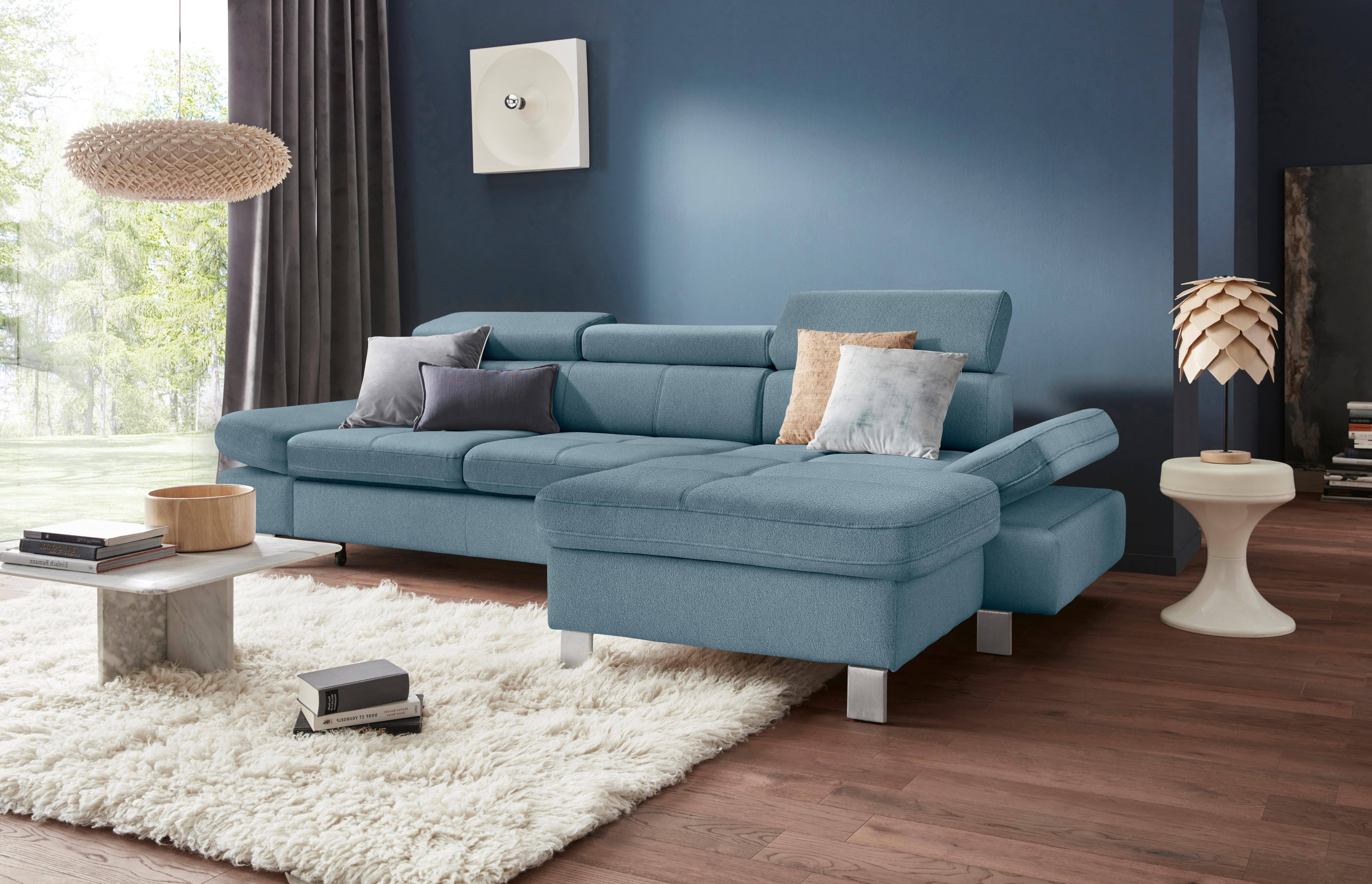 Exxpo - sofa fashion Hoekbank Fiji, hoogwaardige afwerking in zitting en rug, L-vorm comfortabel door hoofd- en armverstelling, optioneel met bedfunctie