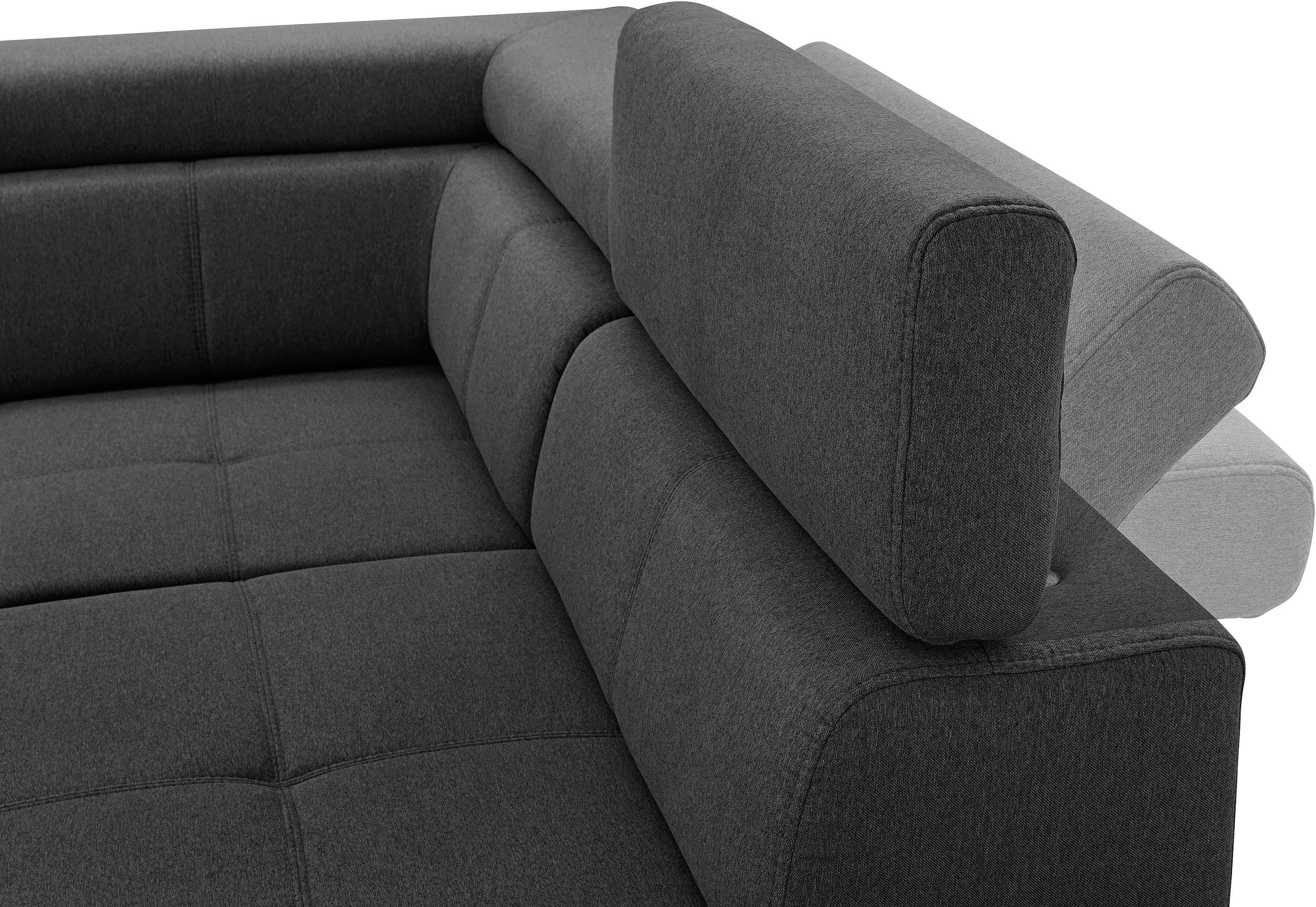 exxpo - sofa fashion Hoekbank Fiji, L-vorm met verstelbare hoofdsteun resp. rugleuning, naar keuze met slaapfunctie