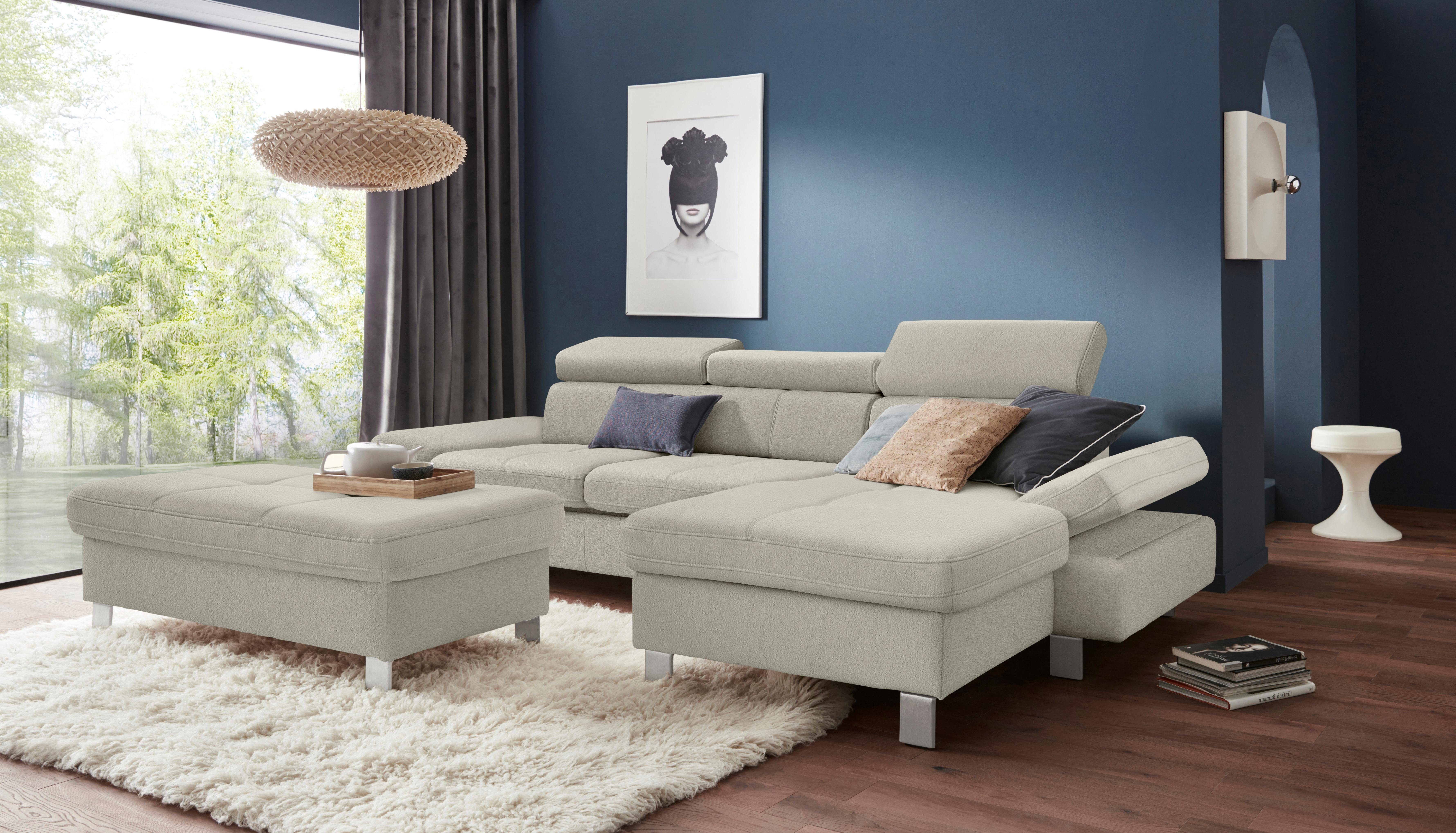 exxpo - sofa fashion Hoekbank Fiji, hoogwaardige afwerking in zitting en rug, L-vorm comfortabel door hoofd- en armverstelling, optioneel met bedfunctie