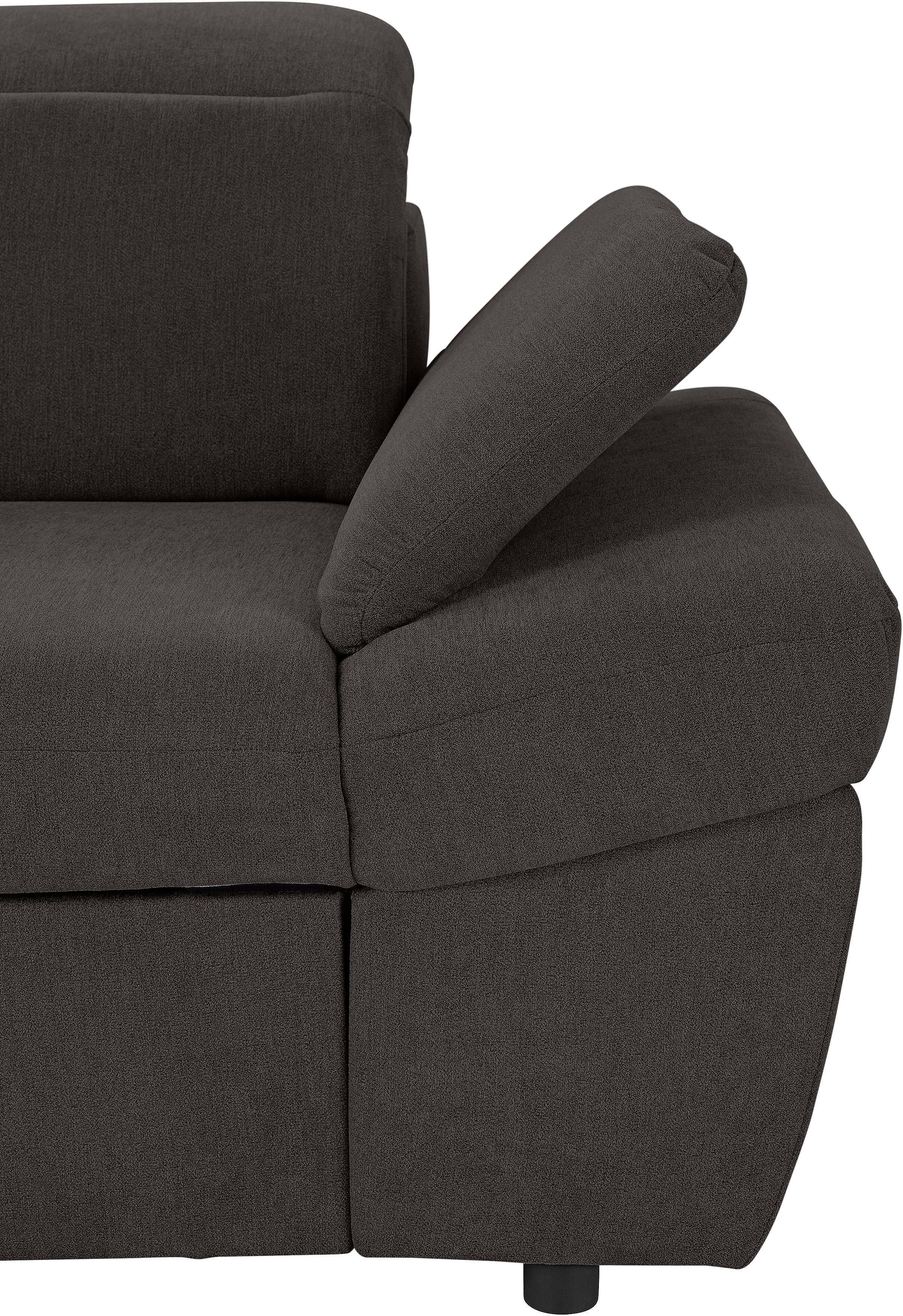 exxpo - sofa fashion Hoekbank Kyoto, incl. hoofd- en armleuningverstelling, hoog zitcomfort keuze met bedfunctie en bedlade, hoogwaardige bekleding, l-vorm