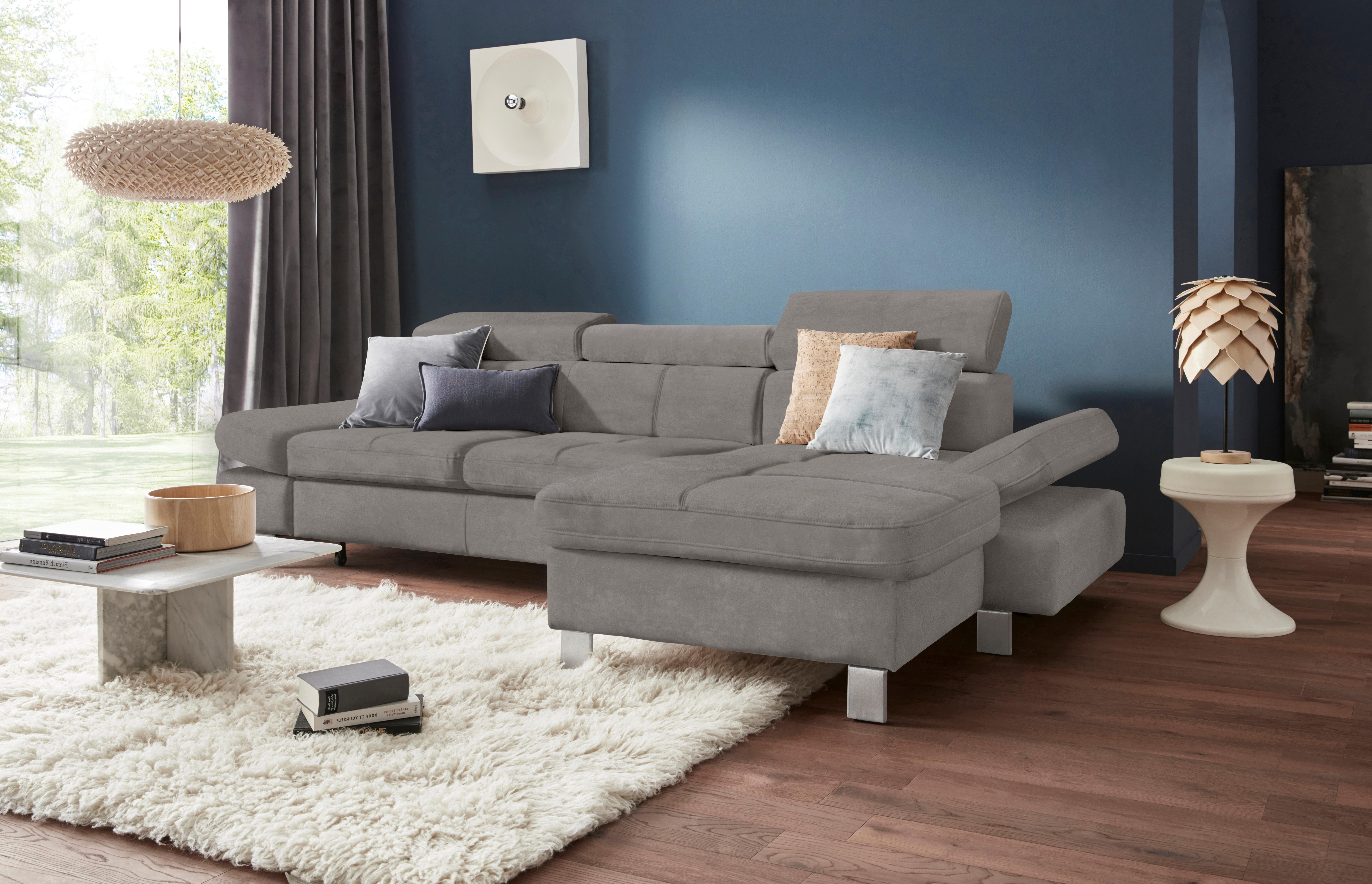 Exxpo - sofa fashion Hoekbank Fiji, hoogwaardige afwerking in zitting en rug, L-vorm comfortabel door hoofd- en armverstelling, optioneel met bedfunctie