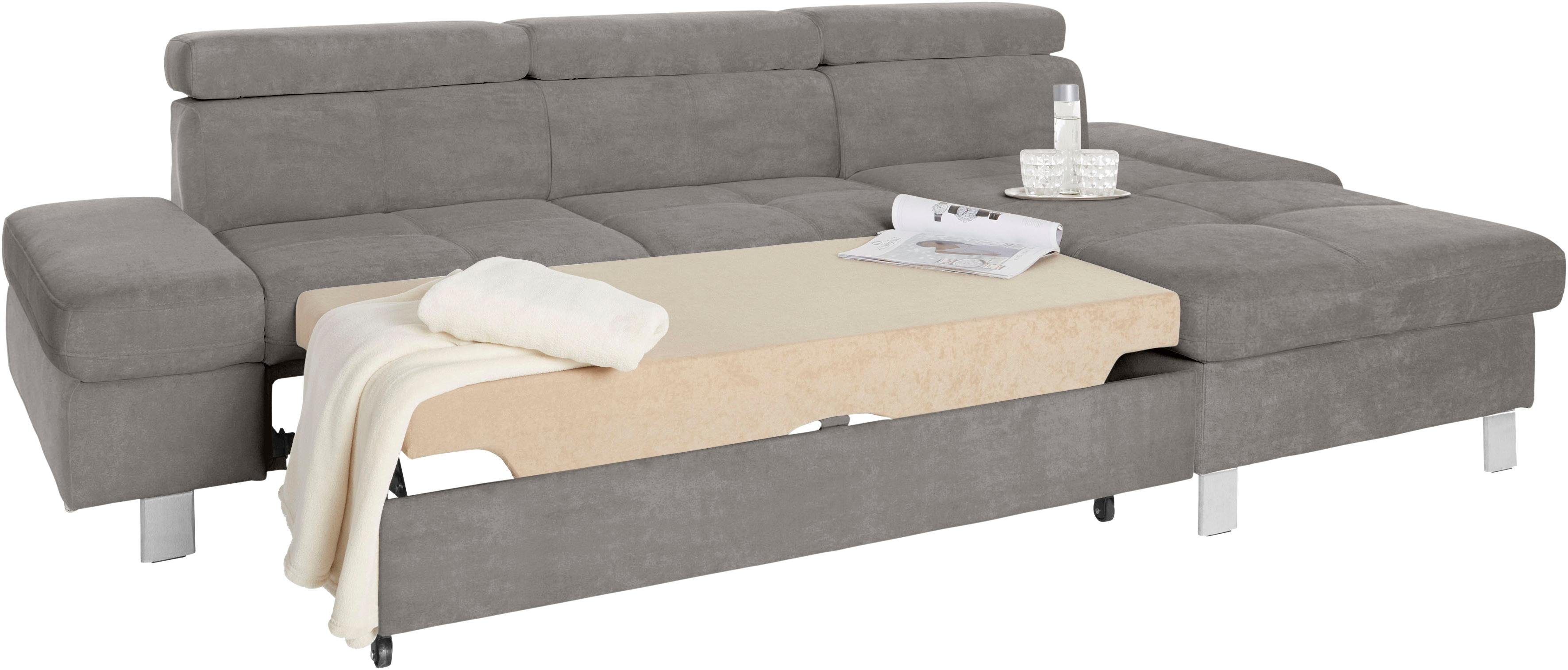 exxpo - sofa fashion Hoekbank Fiji, hoogwaardige afwerking in zitting en rug, L-vorm comfortabel door hoofd- en armverstelling, optioneel met bedfunctie
