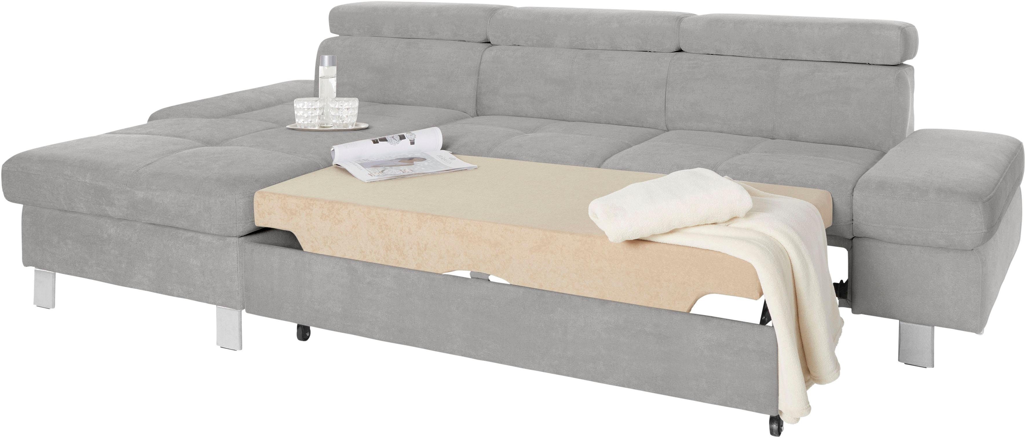 exxpo - sofa fashion Hoekbank Fiji, hoogwaardige afwerking in zitting en rug, L-vorm comfortabel door hoofd- en armverstelling, optioneel met bedfunctie