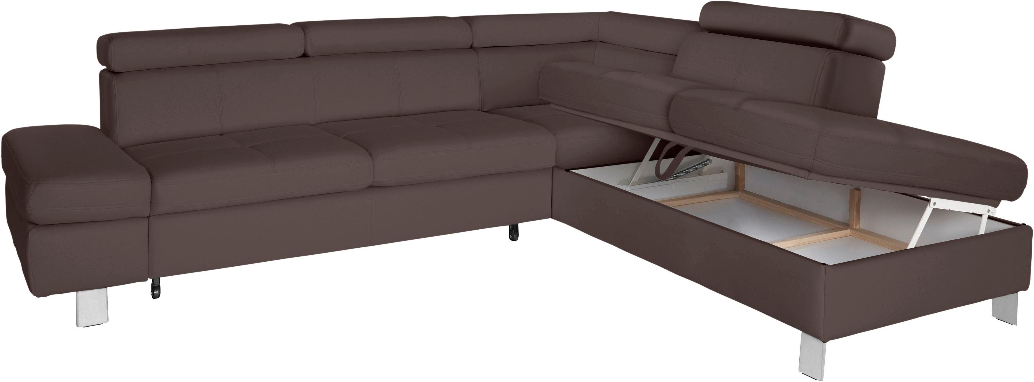 exxpo - sofa fashion Hoekbank Fiji, L-vorm met verstelbare hoofdsteun resp. rugleuning, naar keuze met slaapfunctie