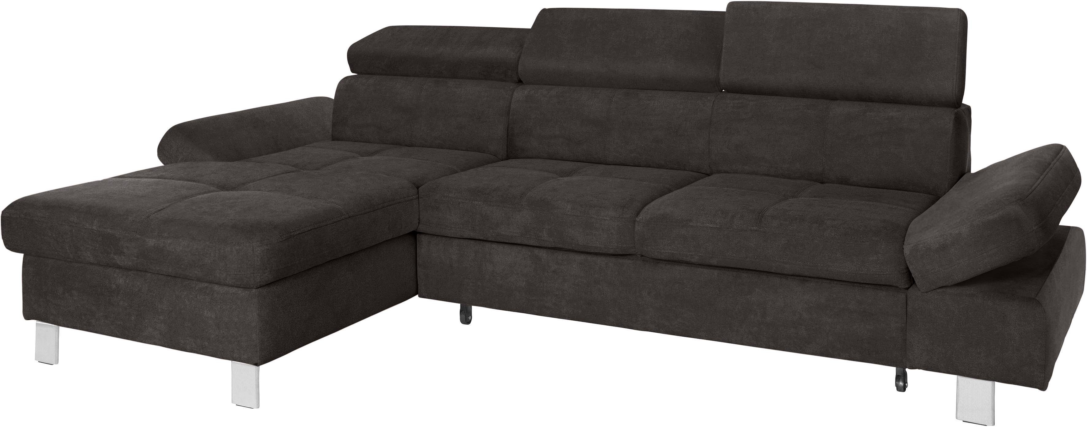 exxpo - sofa fashion Hoekbank Fiji, hoogwaardige afwerking in zitting en rug, L-vorm comfortabel door hoofd- en armverstelling, optioneel met bedfunctie
