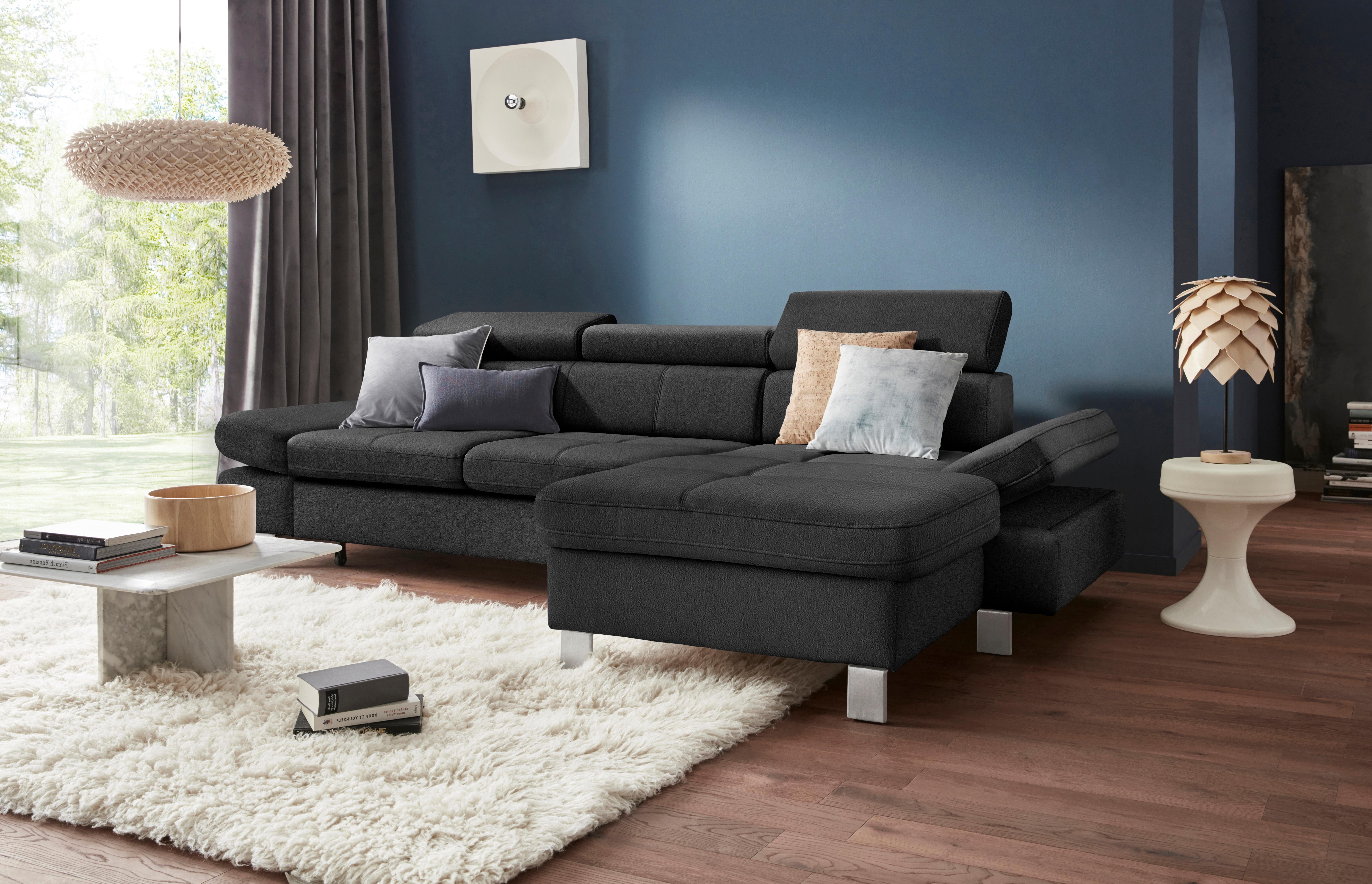 Exxpo - sofa fashion Hoekbank Fiji, hoogwaardige afwerking in zitting en rug, L-vorm comfortabel door hoofd- en armverstelling, optioneel met bedfunctie