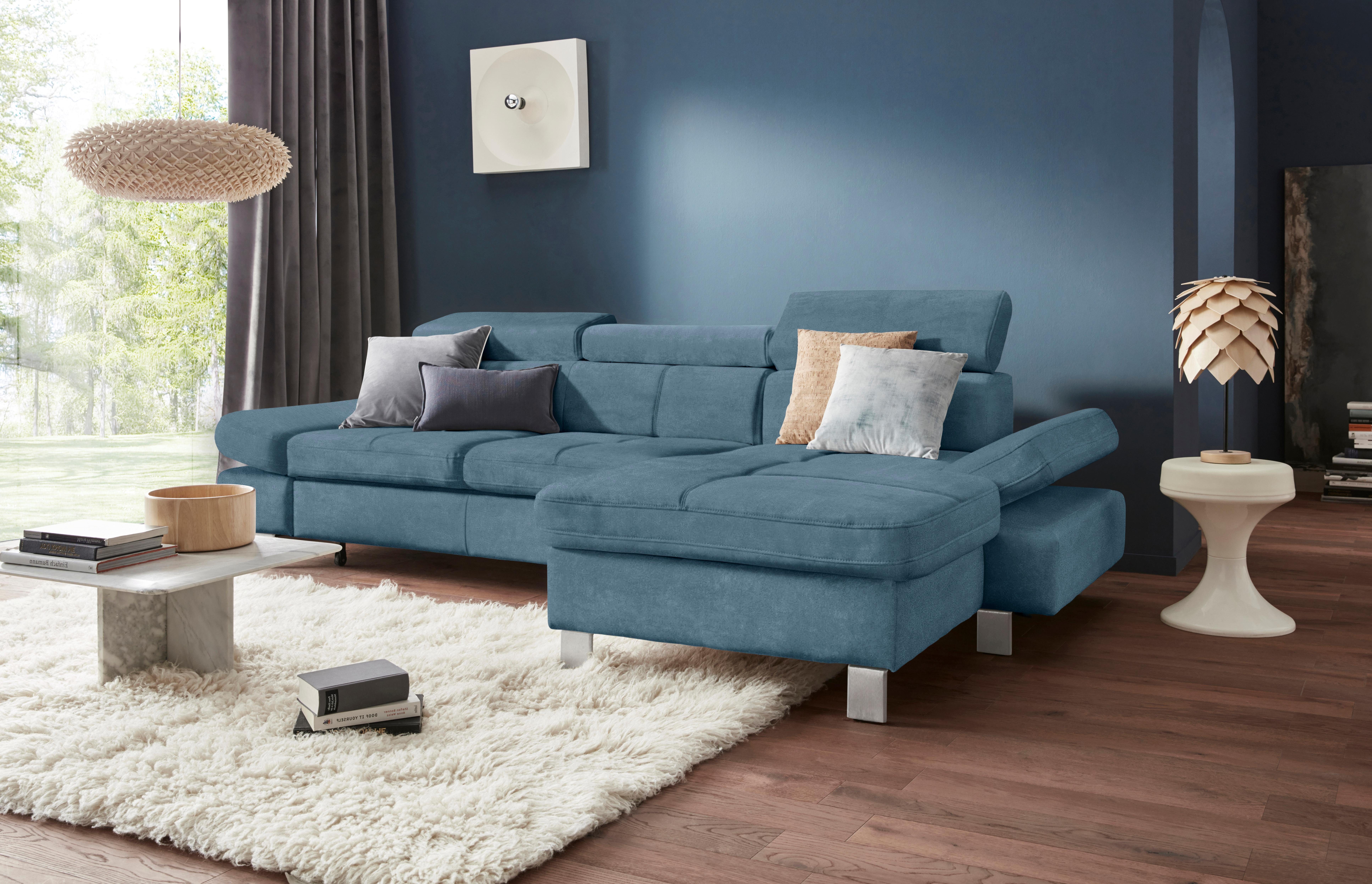 Exxpo - sofa fashion Hoekbank Fiji, hoogwaardige afwerking in zitting en rug, L-vorm comfortabel door hoofd- en armverstelling, optioneel met bedfunctie