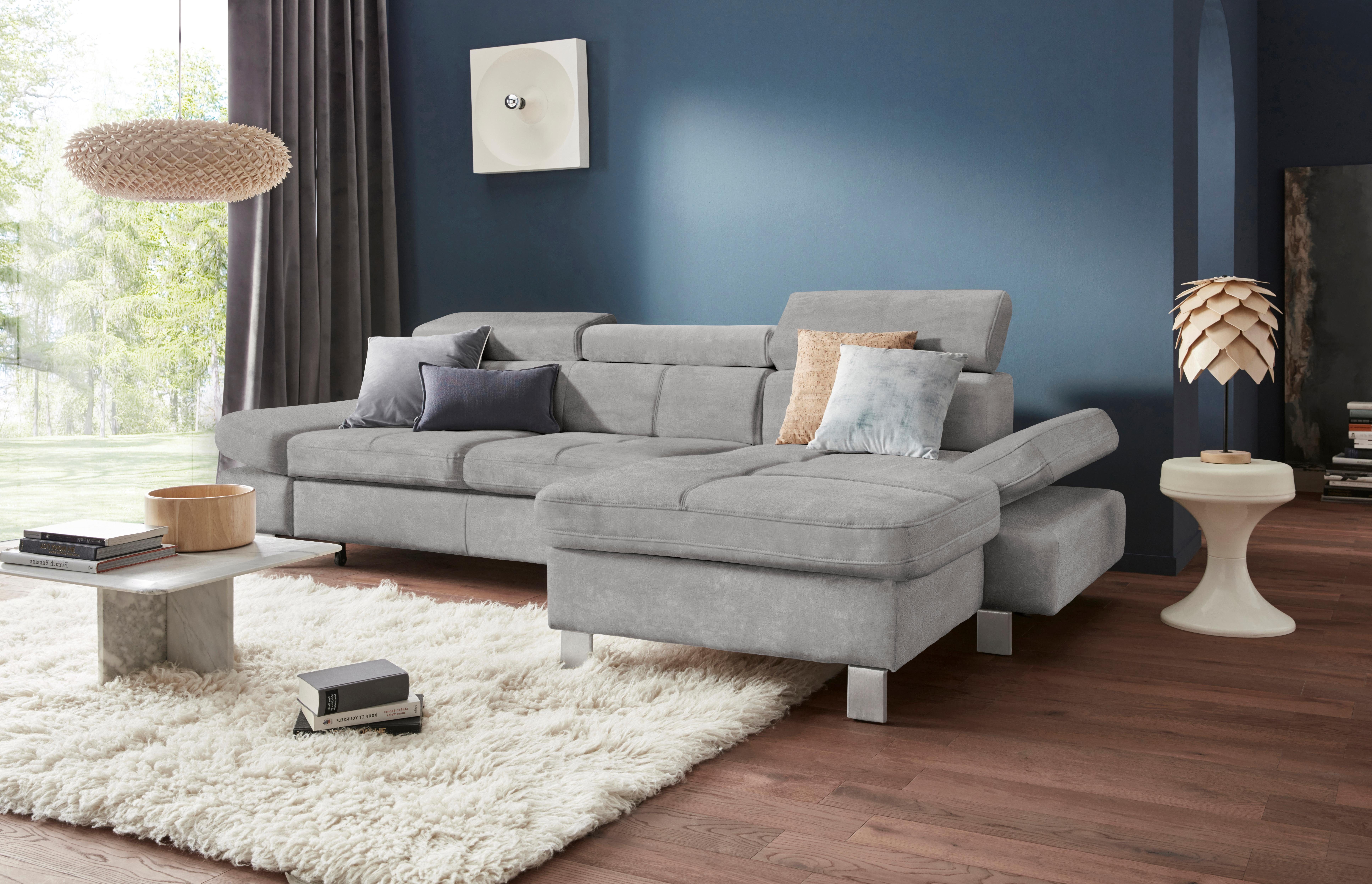 Exxpo - sofa fashion Hoekbank Fiji, hoogwaardige afwerking in zitting en rug, L-vorm comfortabel door hoofd- en armverstelling, optioneel met bedfunctie