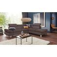 exxpo - sofa fashion hoekbank met verstelbare hoofdsteun en verstelbare rugleuning, naar keuze met slaapfunctie en bedkist bruin