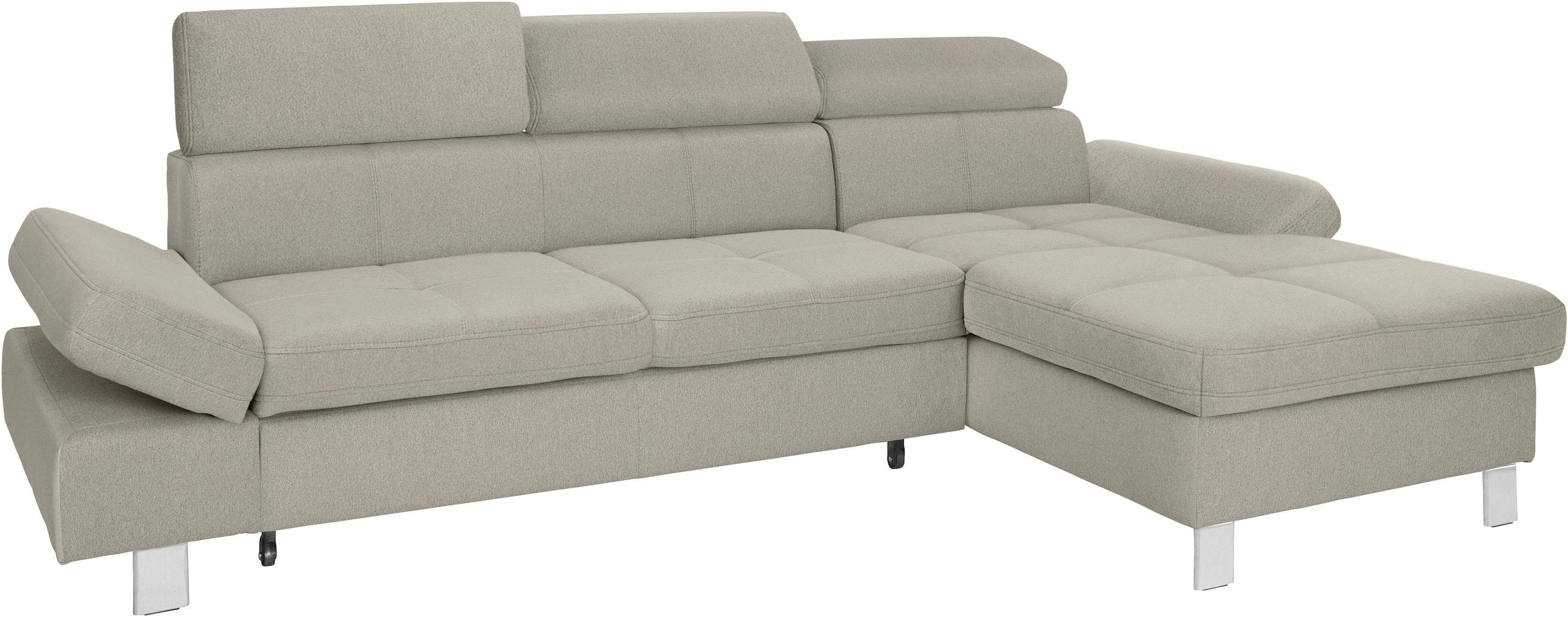 exxpo - sofa fashion Hoekbank Fiji, hoogwaardige afwerking in zitting en rug, L-vorm comfortabel door hoofd- en armverstelling, optioneel met bedfunctie