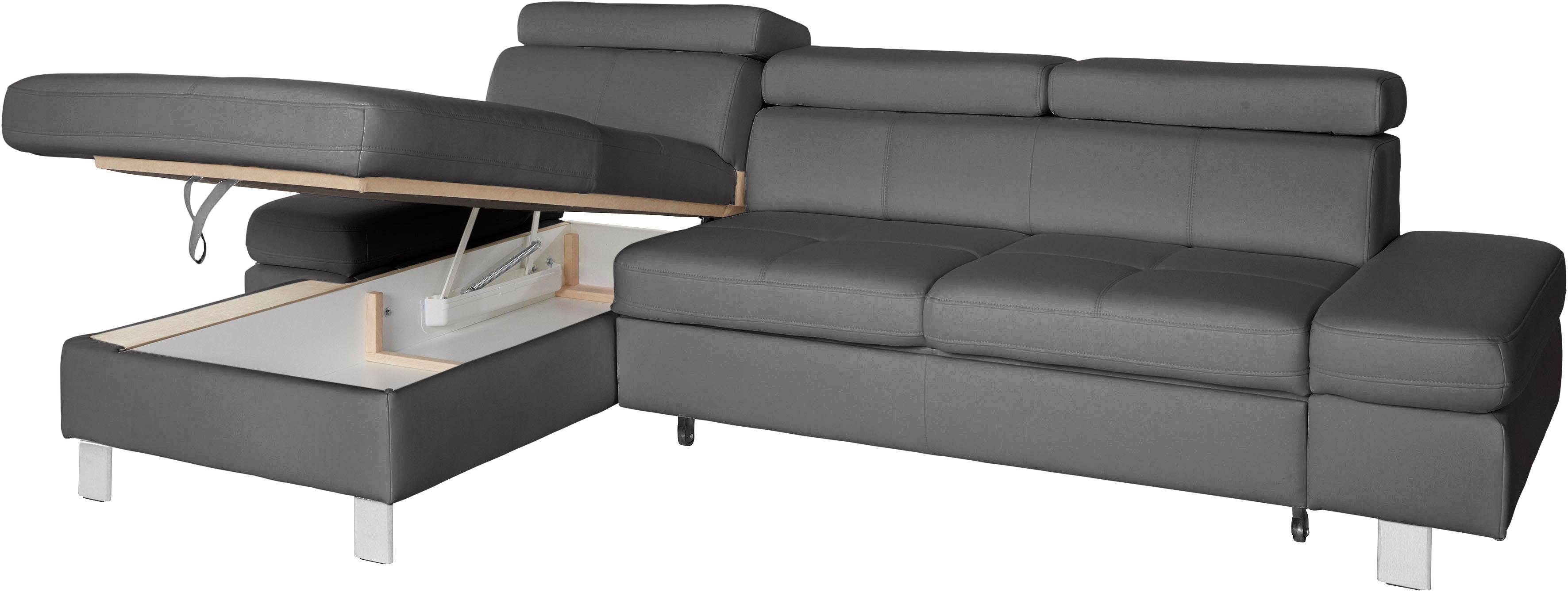 exxpo - sofa fashion Hoekbank Fiji, hoogwaardige afwerking in zitting en rug, L-vorm comfortabel door hoofd- en armverstelling, optioneel met bedfunctie